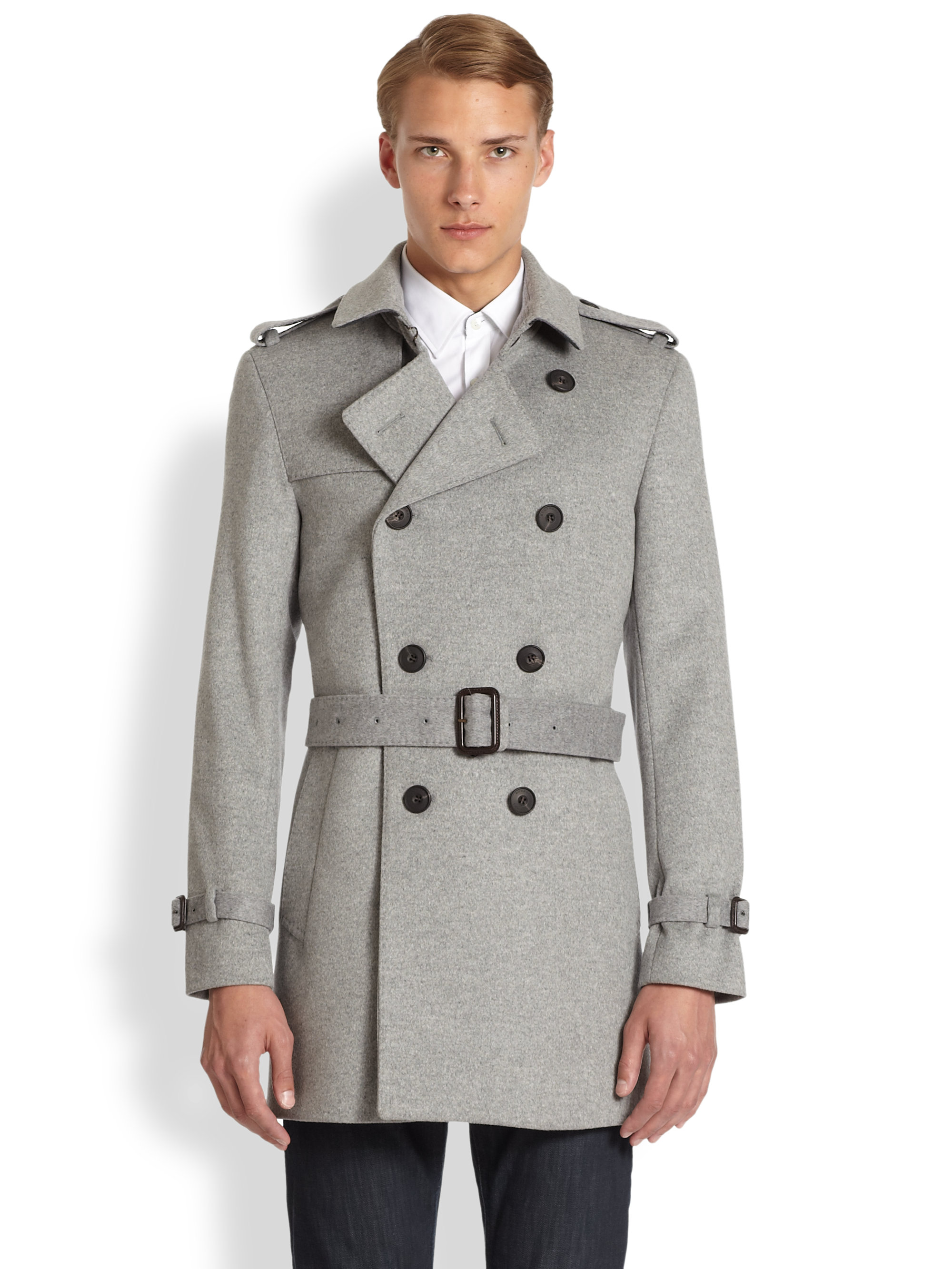 Lyst - Burberry Britton Wool/cashmere Trench Coat in Gray
