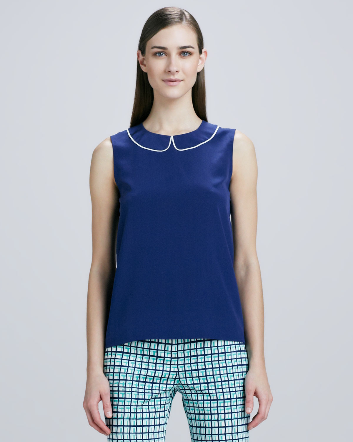 Lyst - Kate Spade New York Beatrix Sleeveless Silk Top in Blue