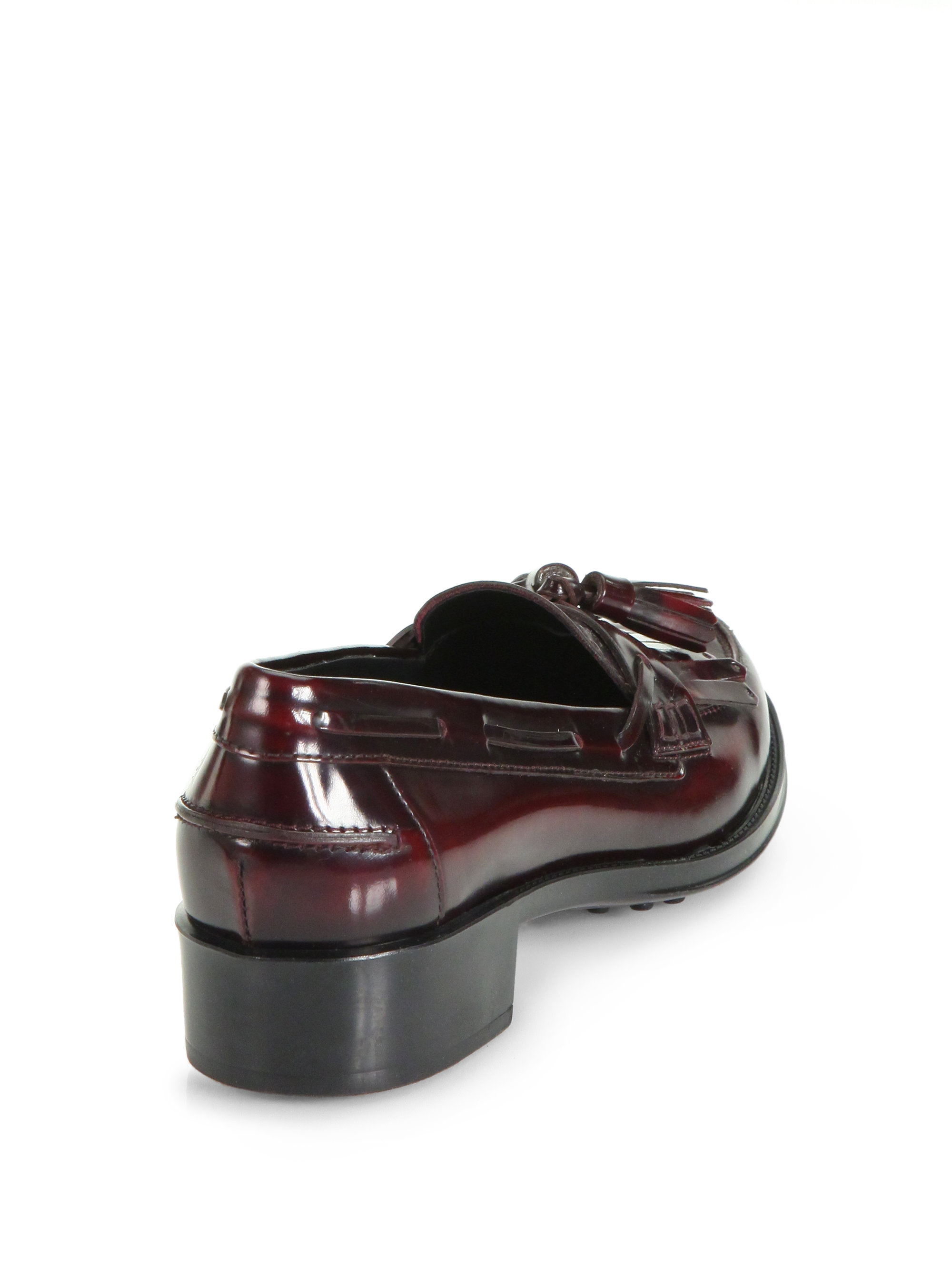 Tod's Leather Kiltie Tassel Loafer Pumps in Red Lyst