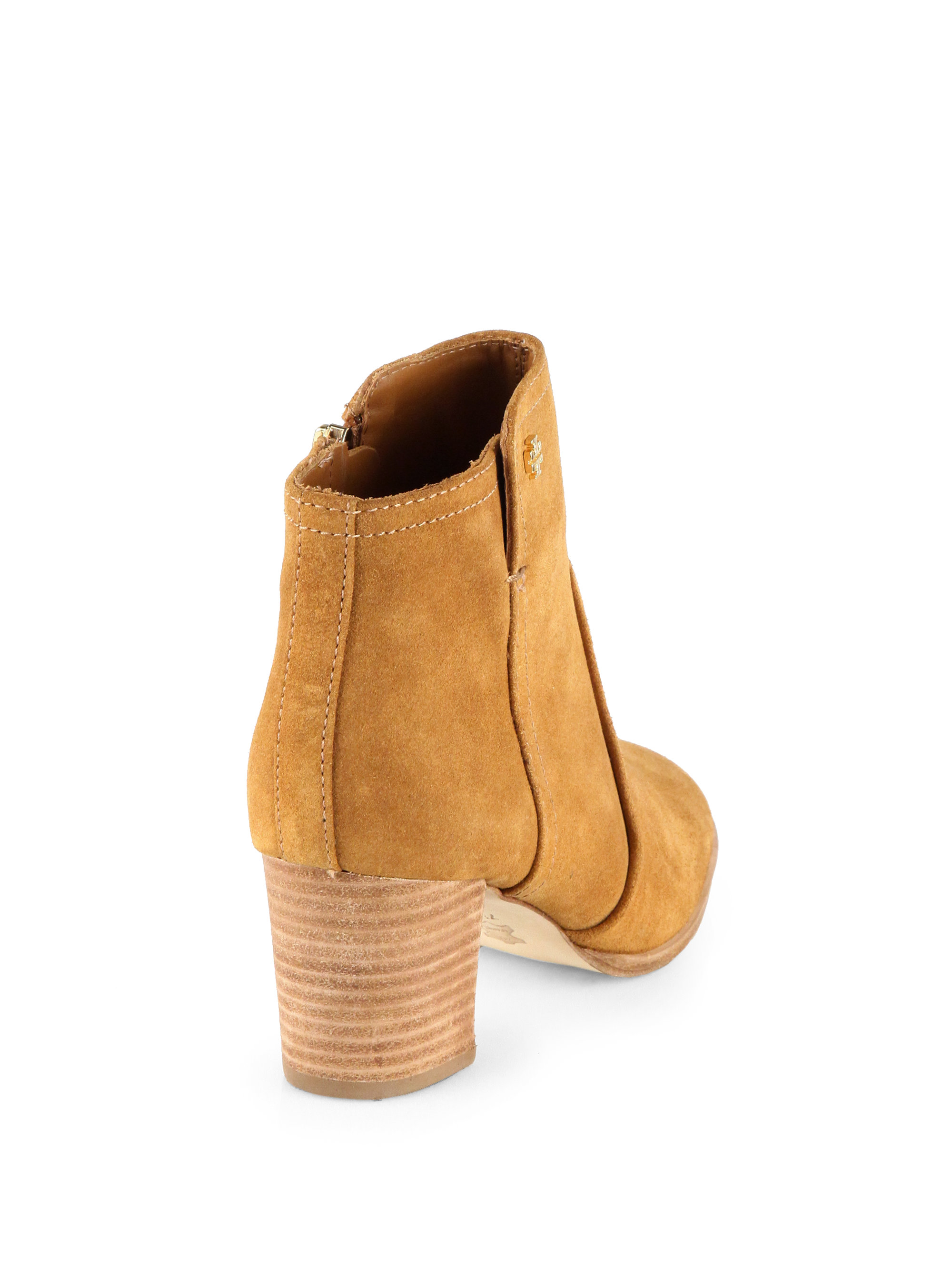 Tory Burch Sabe Suede Ankle Boots in Caramel (Orange) - Lyst