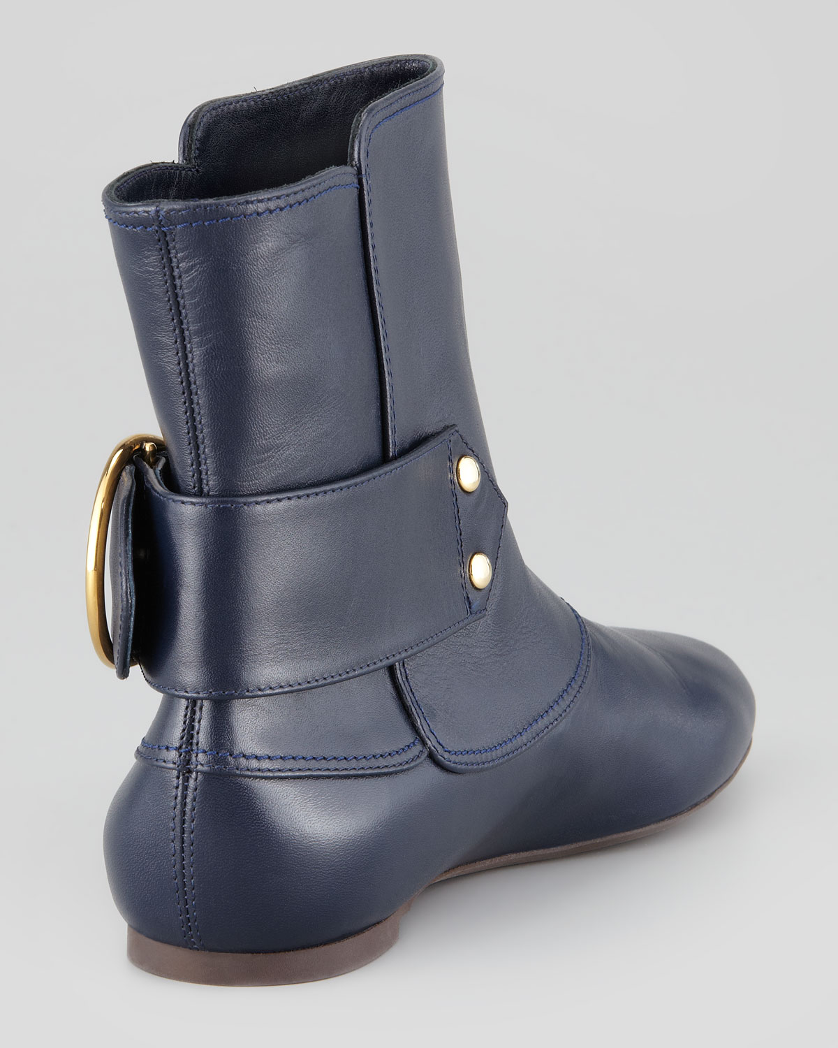 navy flat ankle boots