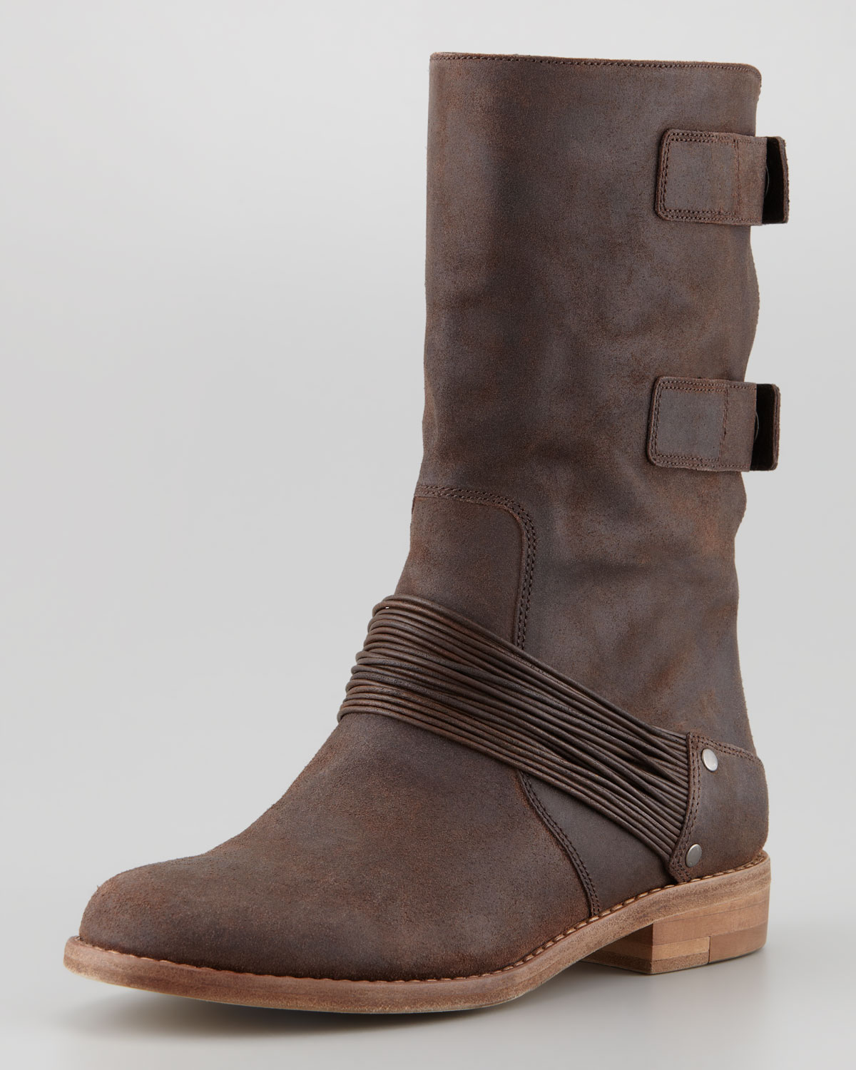 Eileen fisher Snap Convertible Leather Boot Timber in Brown | Lyst