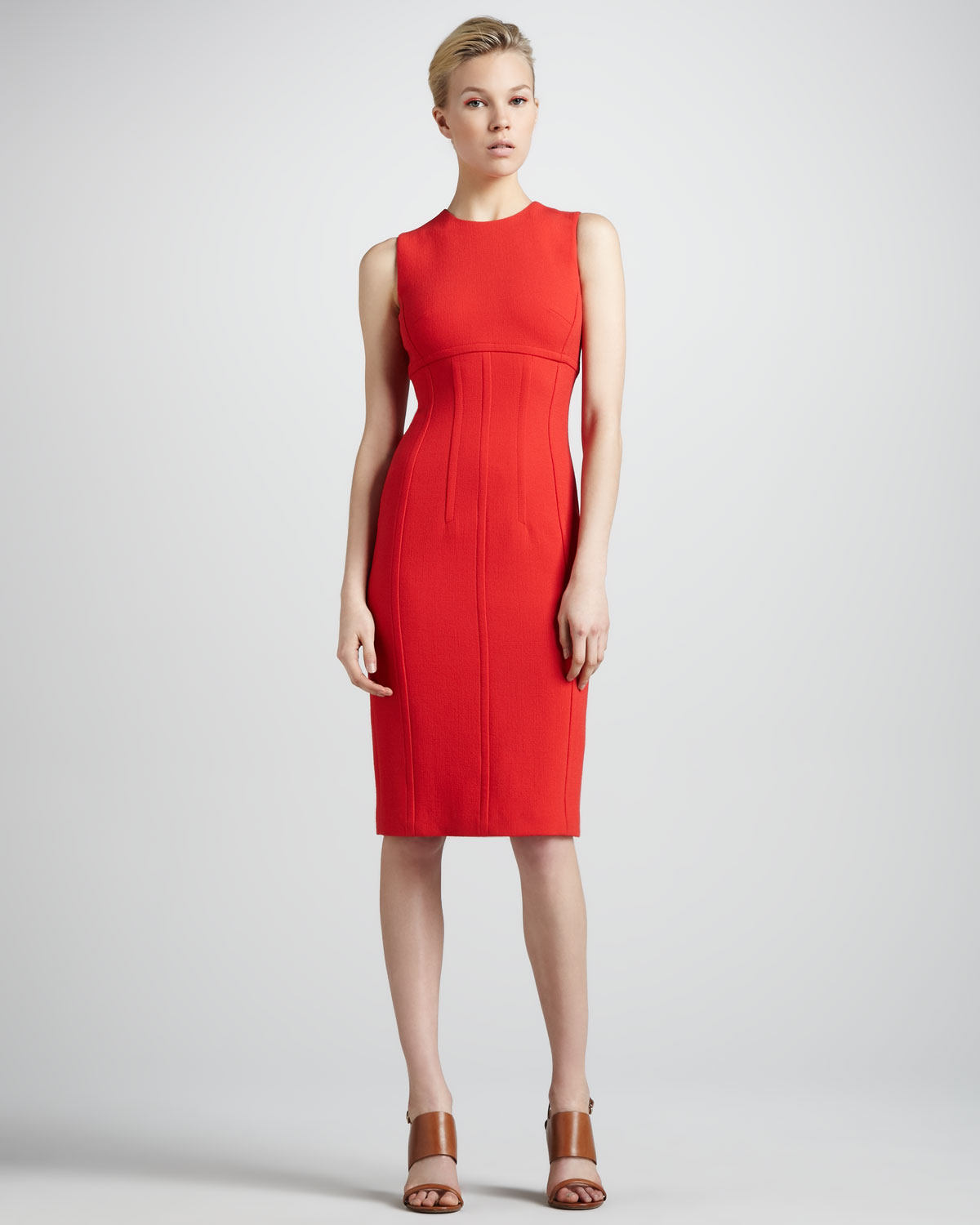 Michael Kors Boucle Sheath Dress in Coral (Red) - Lyst
