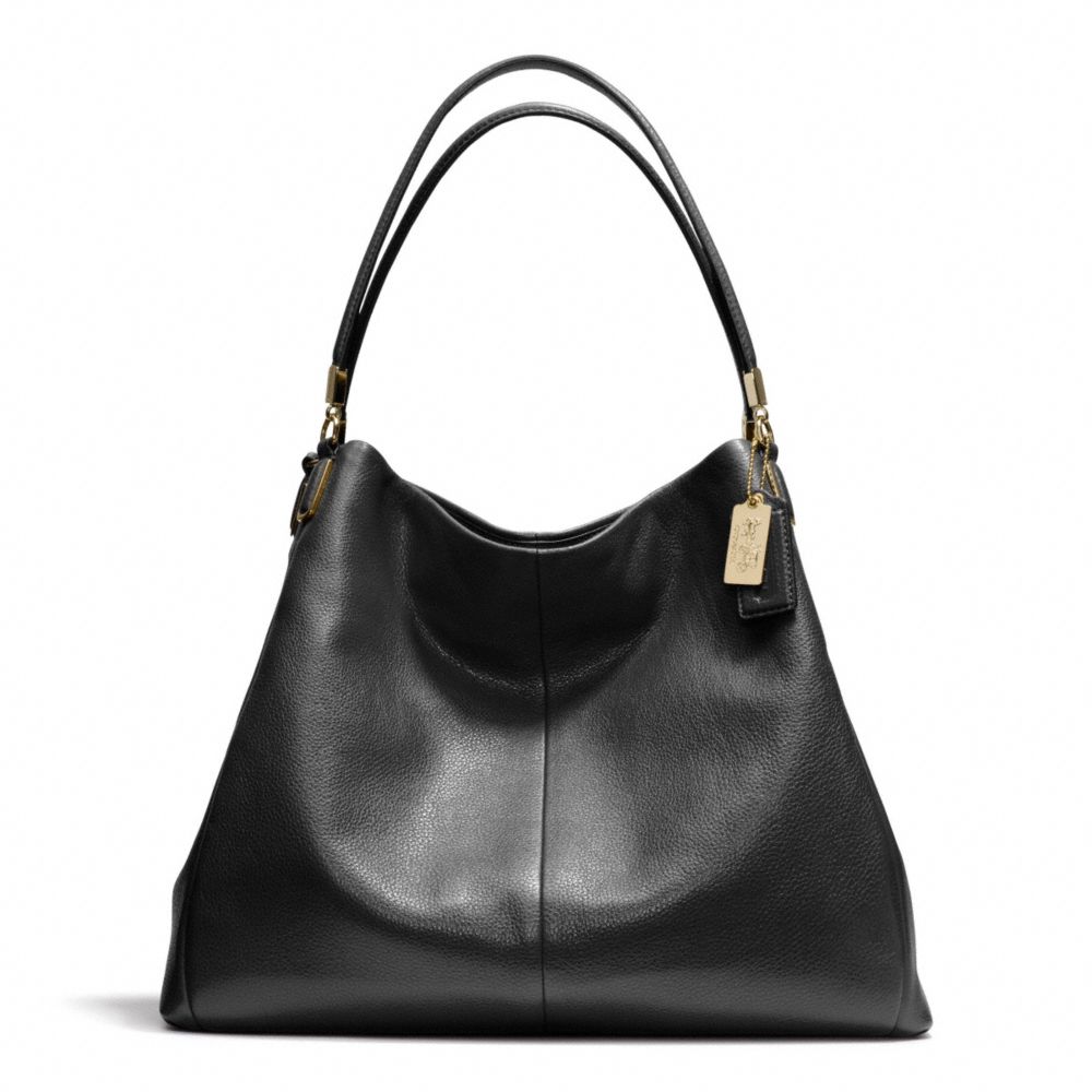 COACH Madison Leather Phoebe Shoulder Bag in li/Black (Black) - Lyst