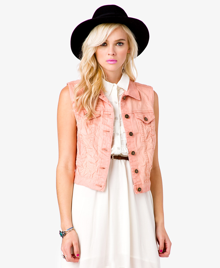 pink jean vest