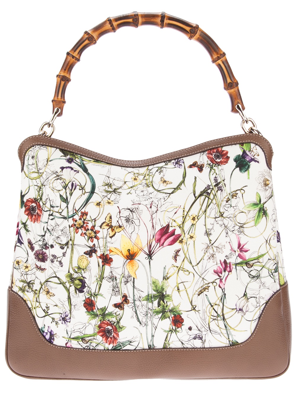 Gucci Flower Print Bag in Brown - Lyst