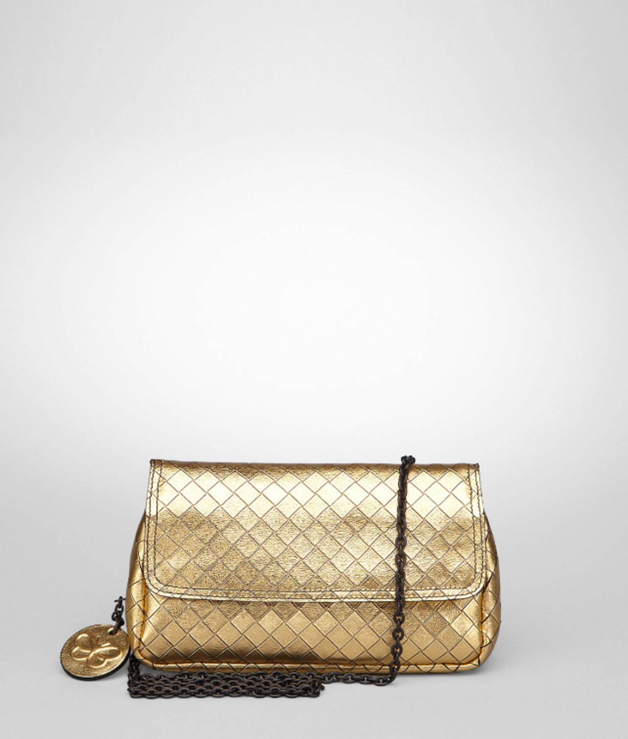 Bottega Gold Intrecciomirage Messenger Mini Bag in Metallic Lyst