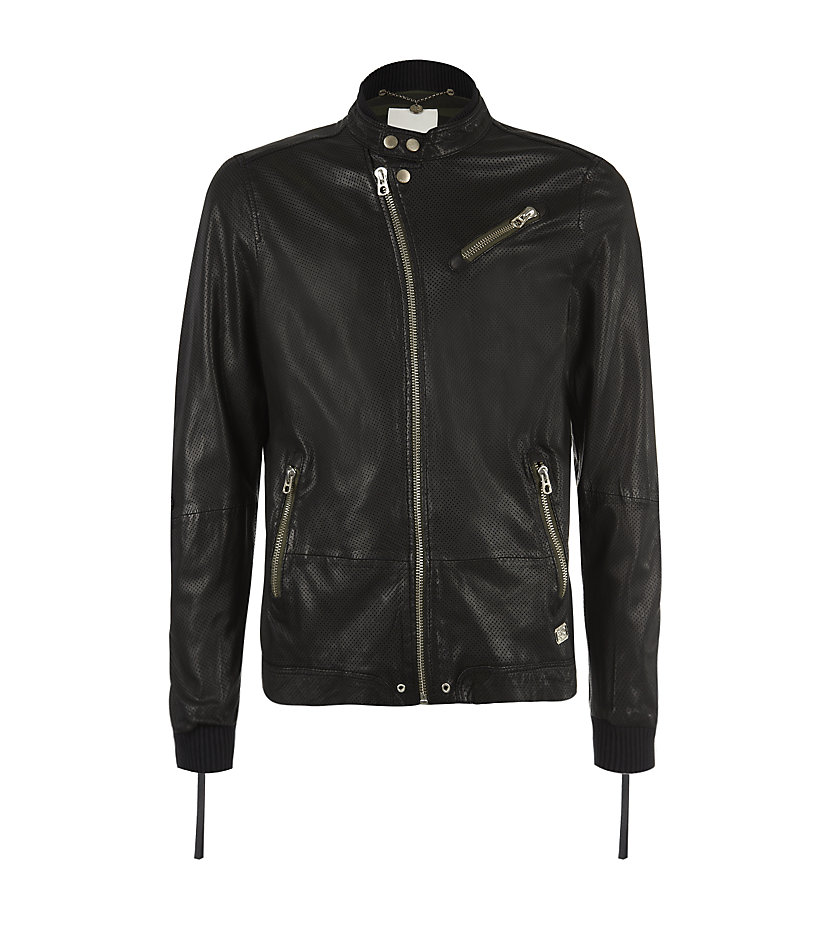 diesel perforated leather jacket