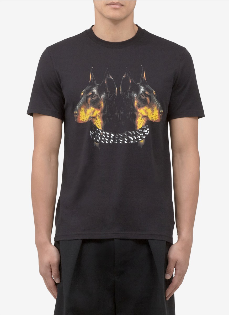 Givenchy Double Doberman Dog Print T-shirt in Black (Gray) for Men - Lyst
