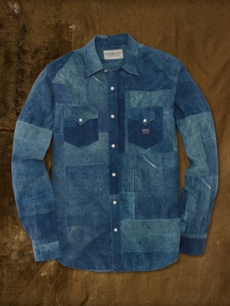 Ralph Lauren Printed Patchwork Denim Shirt in Blue for Men (Patchwork ...