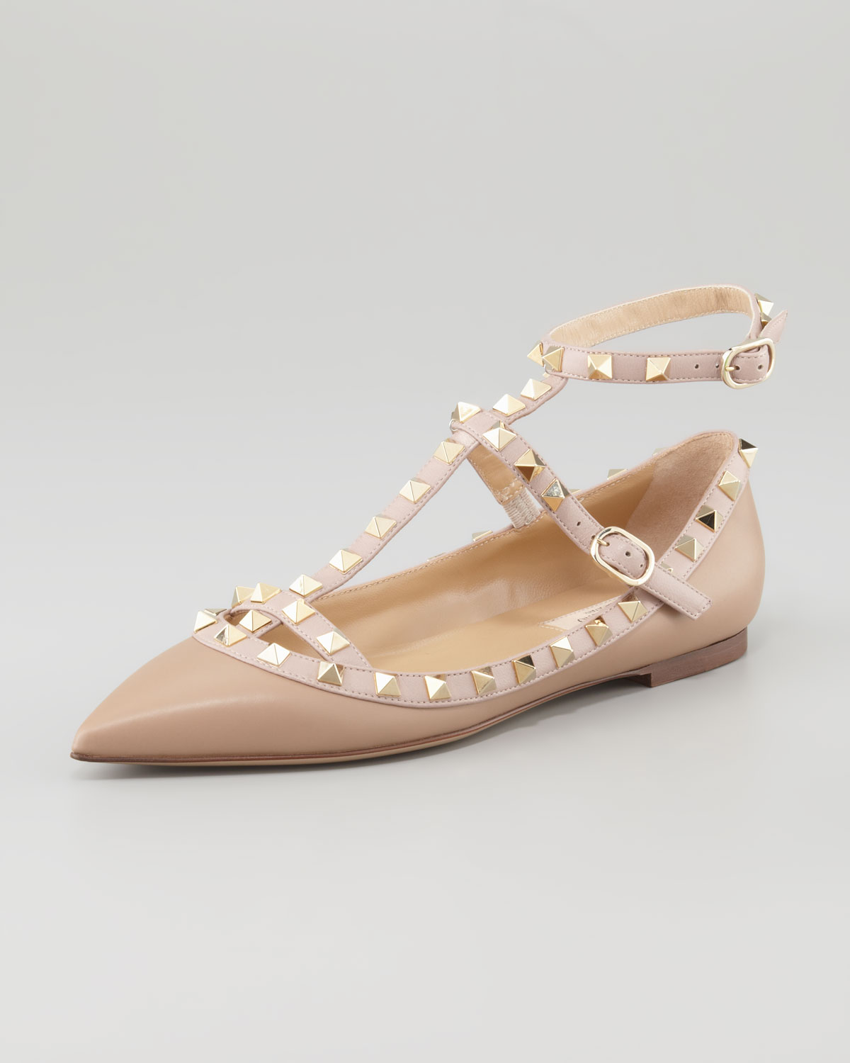 valentino rockstud caged leather ballerina flat