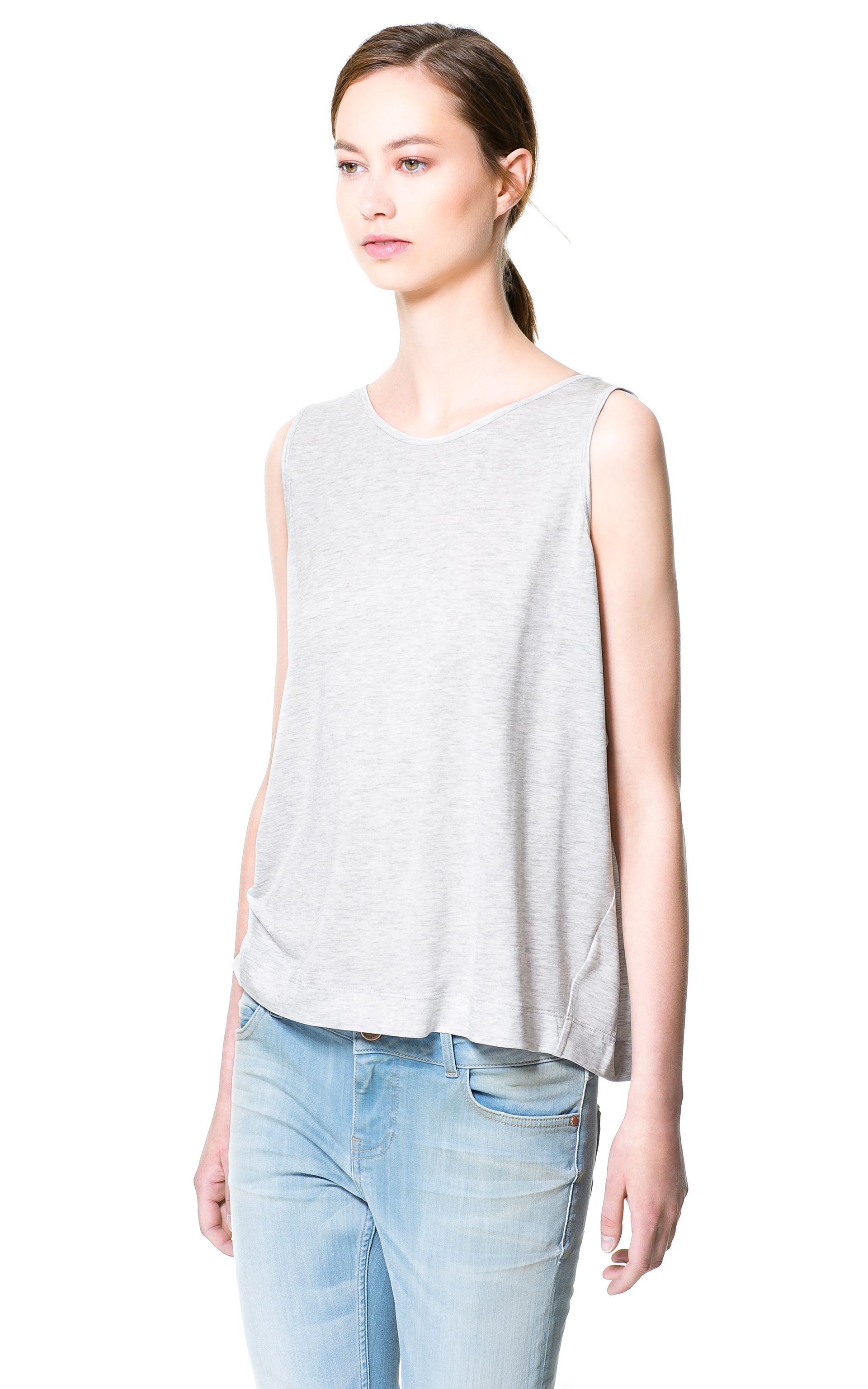 Zara Tank Top with Wide Arm Holes in Gray Lyst