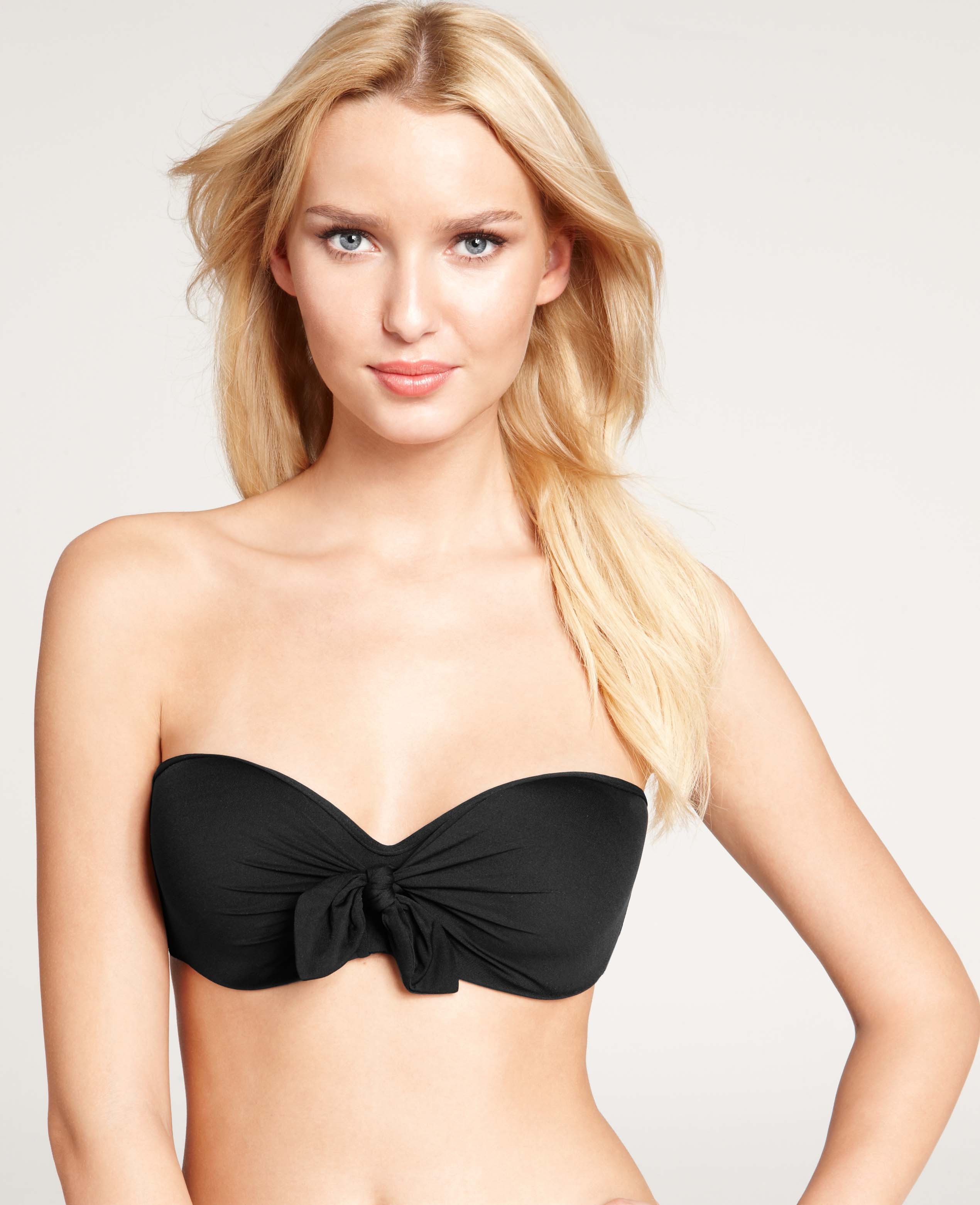 tie front bandeau bikini top