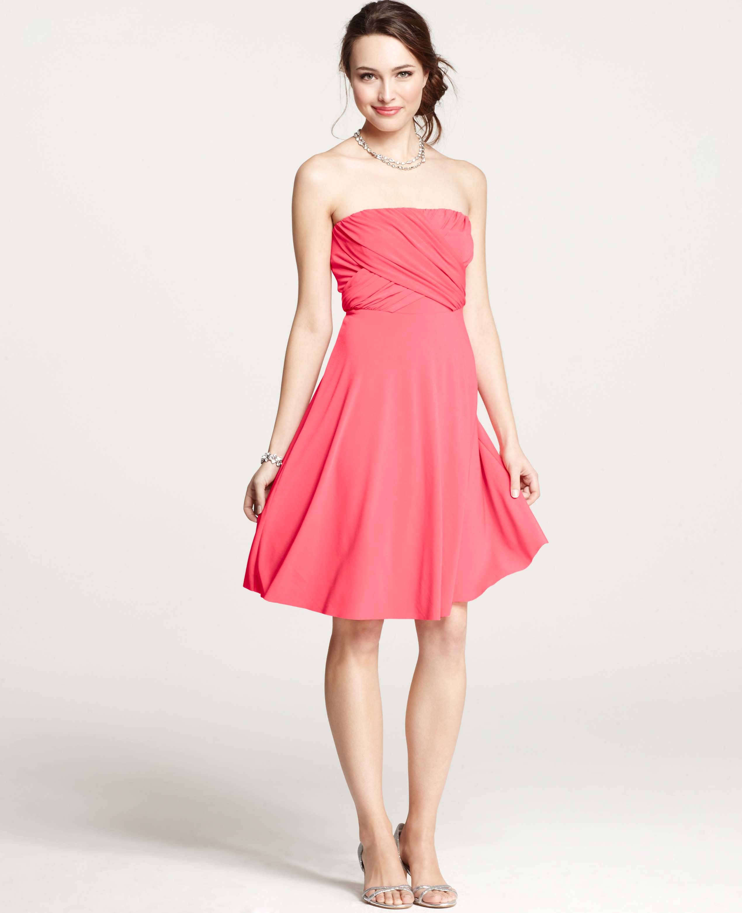 Ann taylor Jersey Shirred Strapless Bridesmaid Dress in