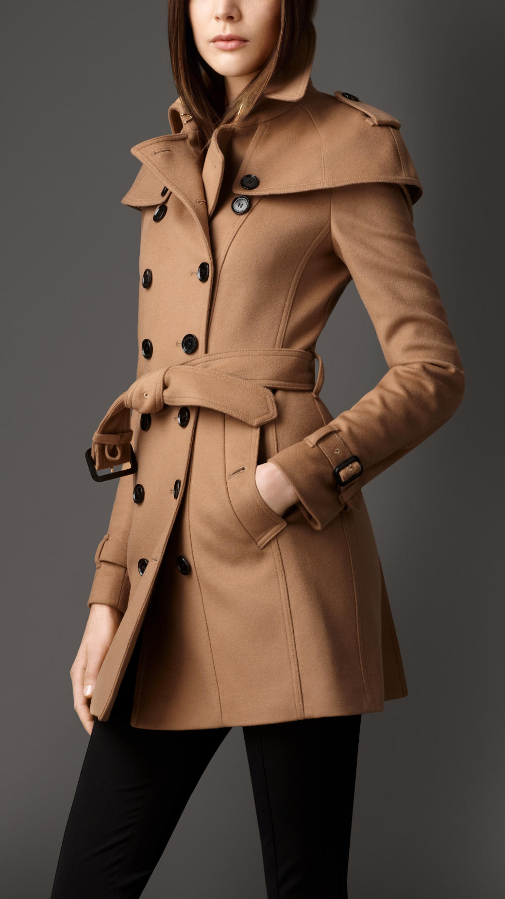 Burberry Wool Cashmere Trench Coat Camel - Buy burberry women's natural ...