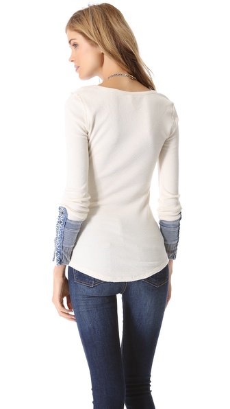 Lyst - Free People Kyoto Cuff Thermal Top in White
