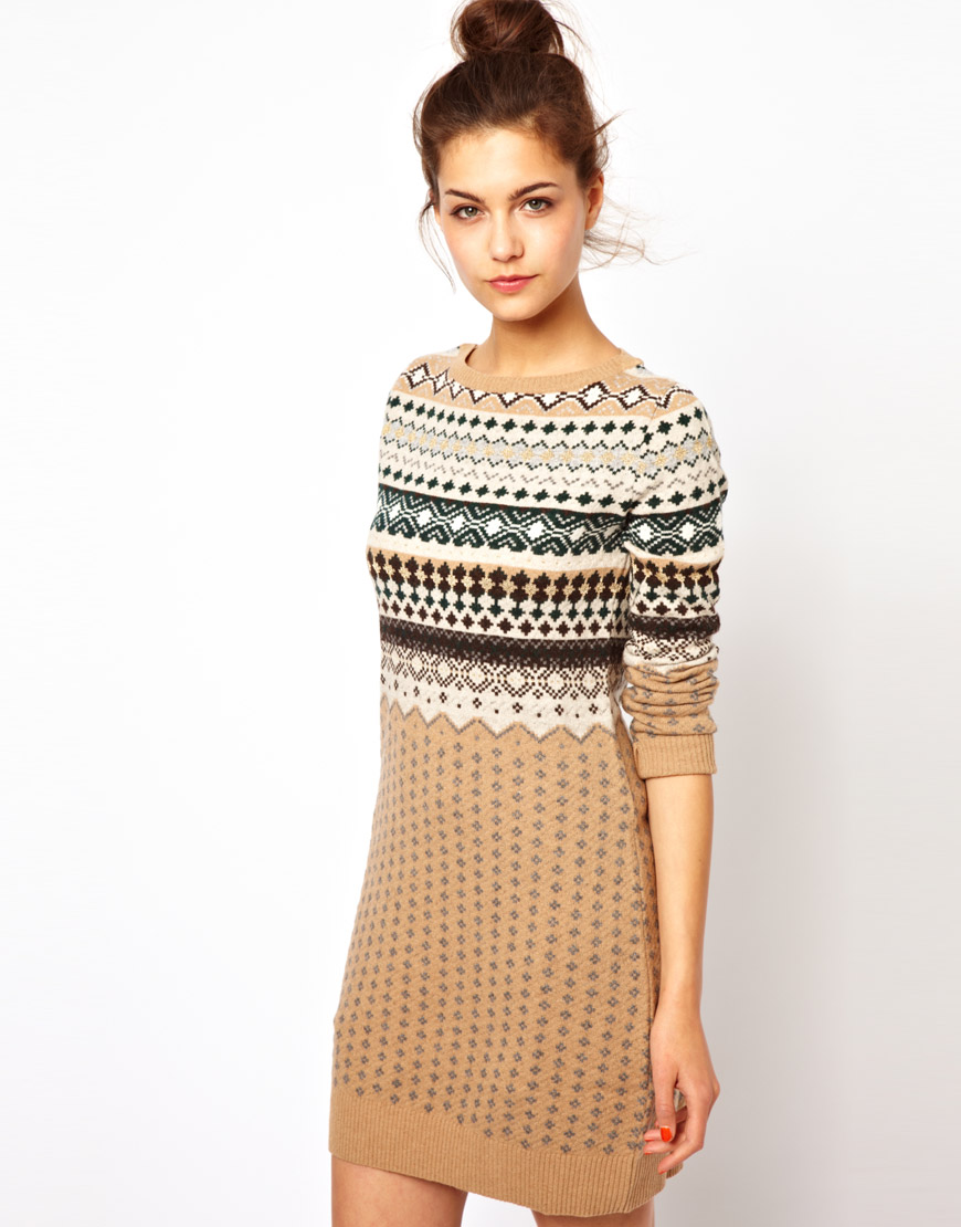 ladies fair isle jumper dress