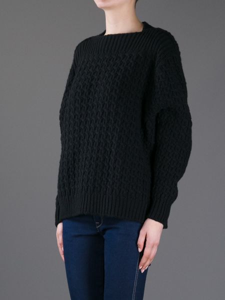 Stella Mccartney Cable Knit Sweater in Black | Lyst