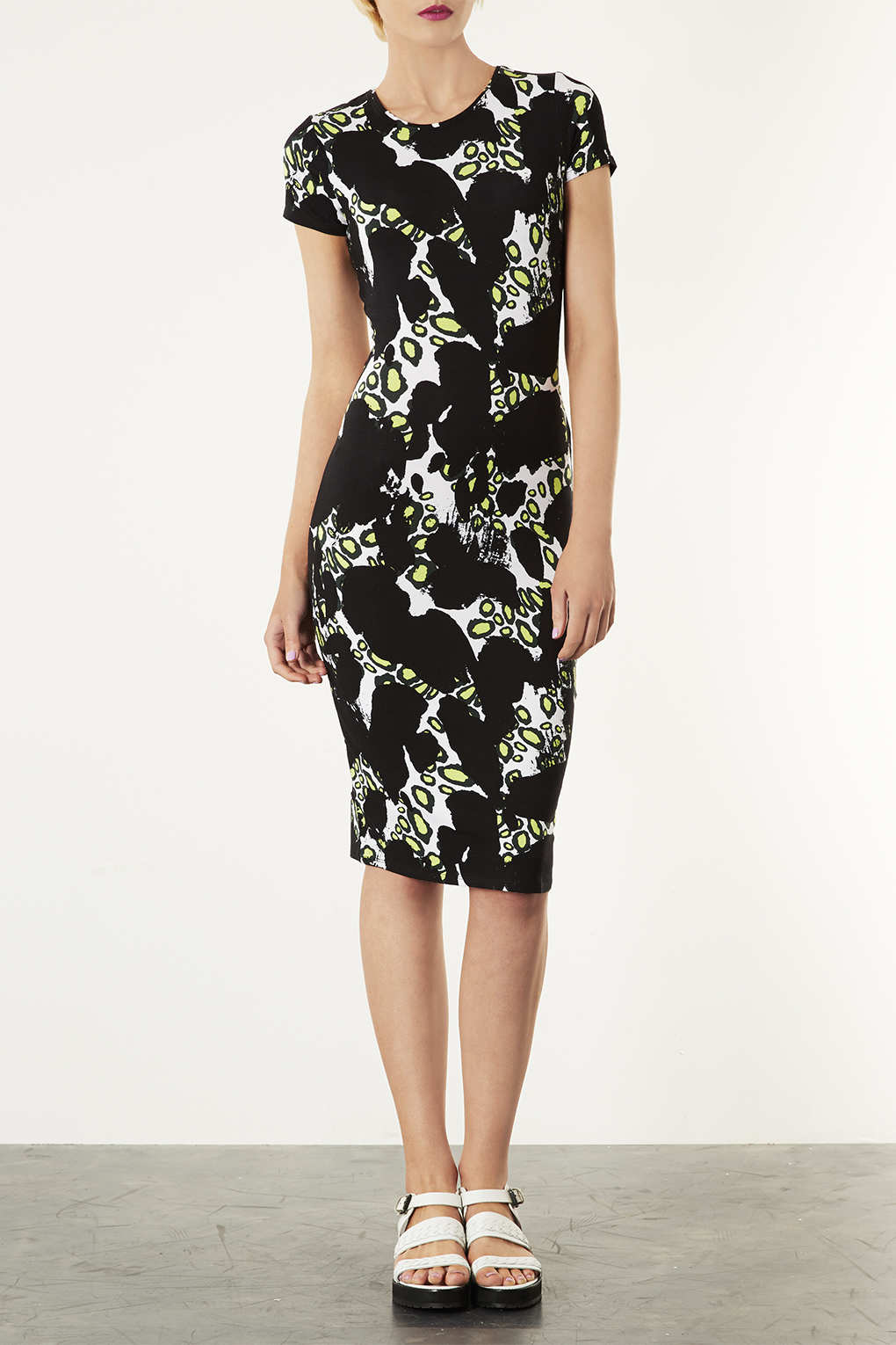 cow print midi dress