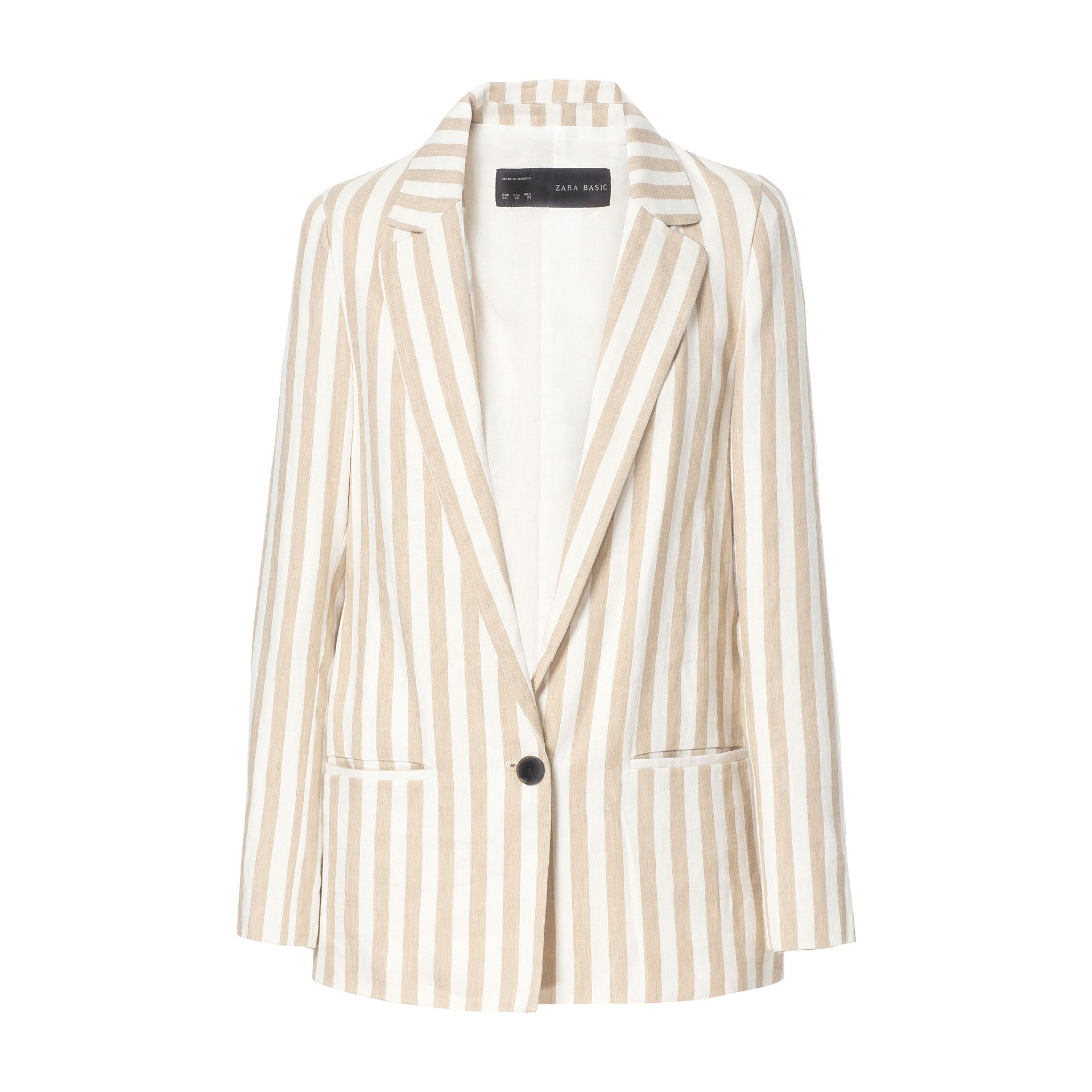 Zara Striped Linen Blazer in Beige (Ecru / Beige) | Lyst