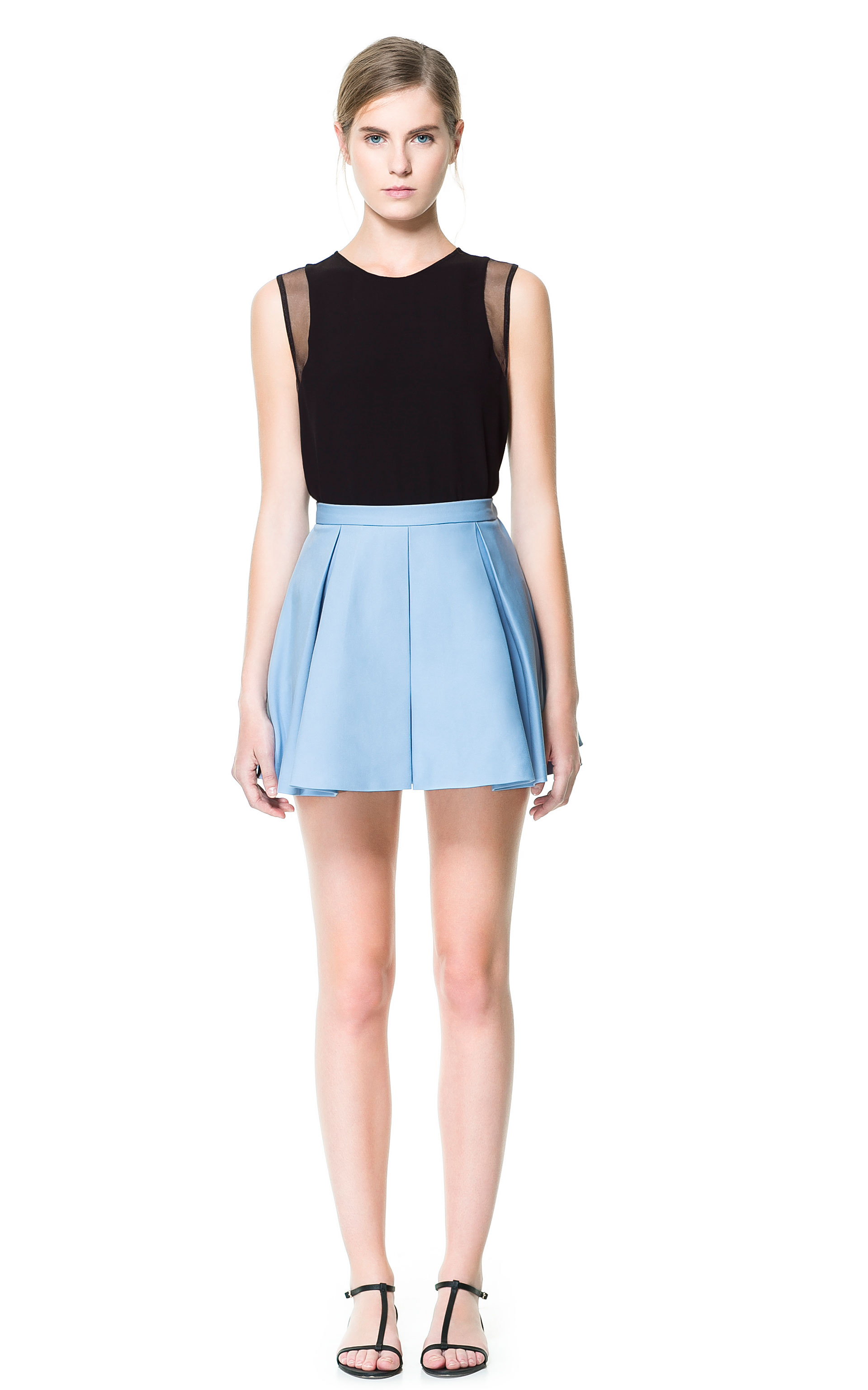 Zara Pleated Mini Skirt in Blue | Lyst