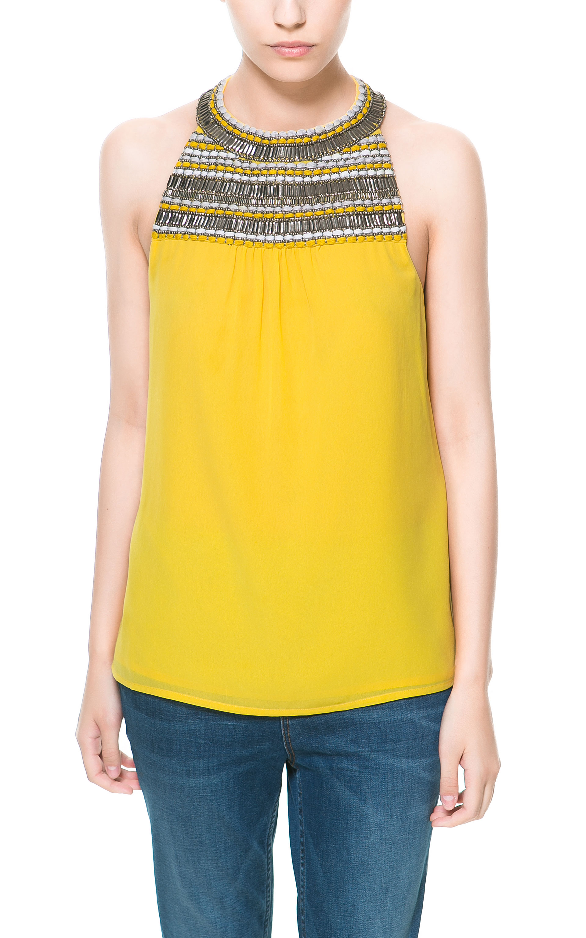 yellow floral top zara