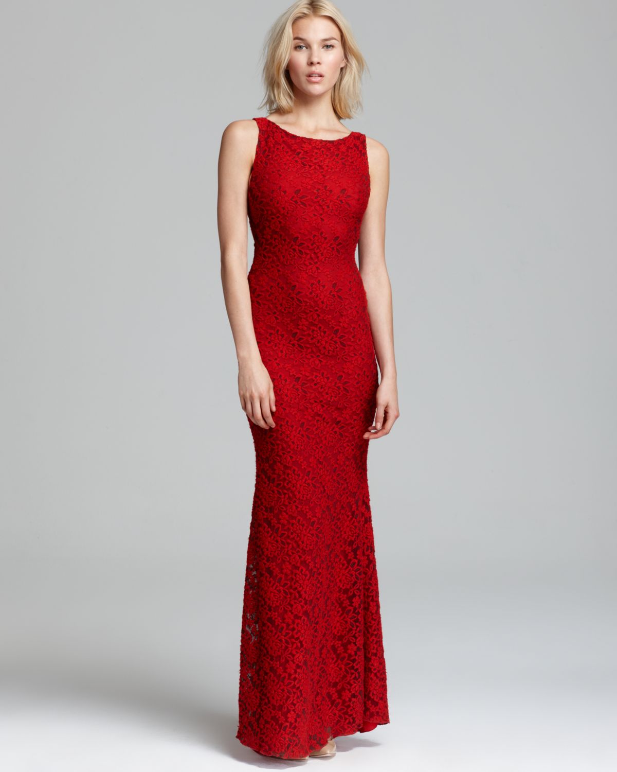 alice and olivia red gown