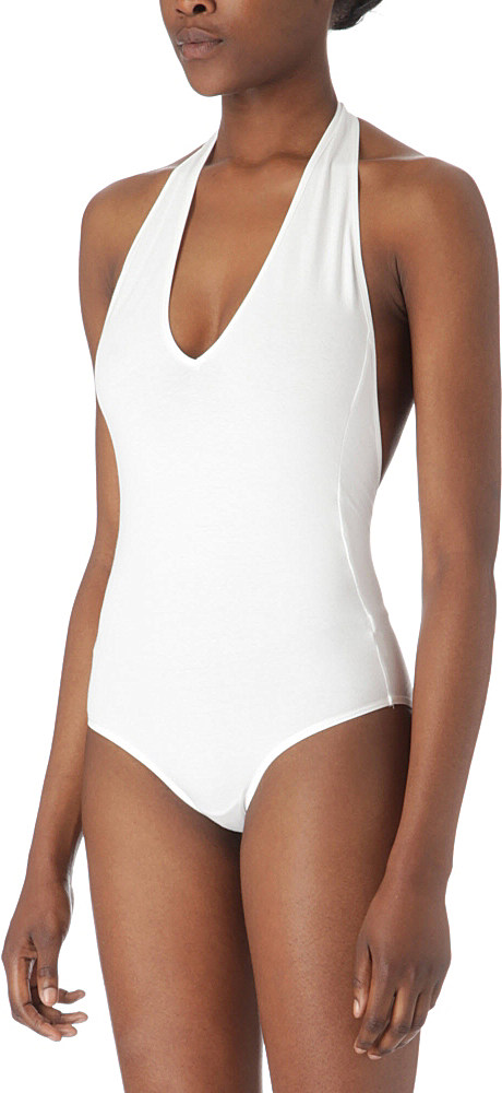 white halter neck bodysuit
