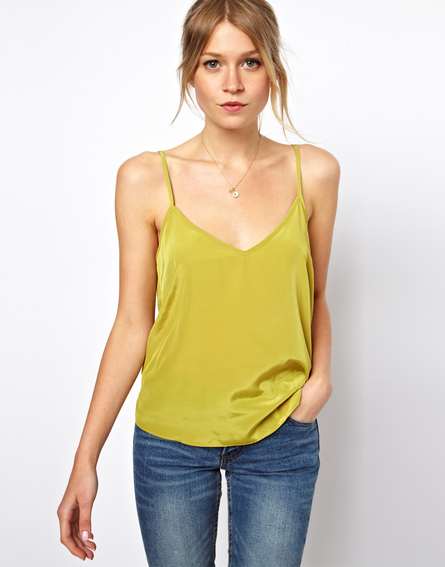 Lyst - Asos Woven Cami Top in Yellow