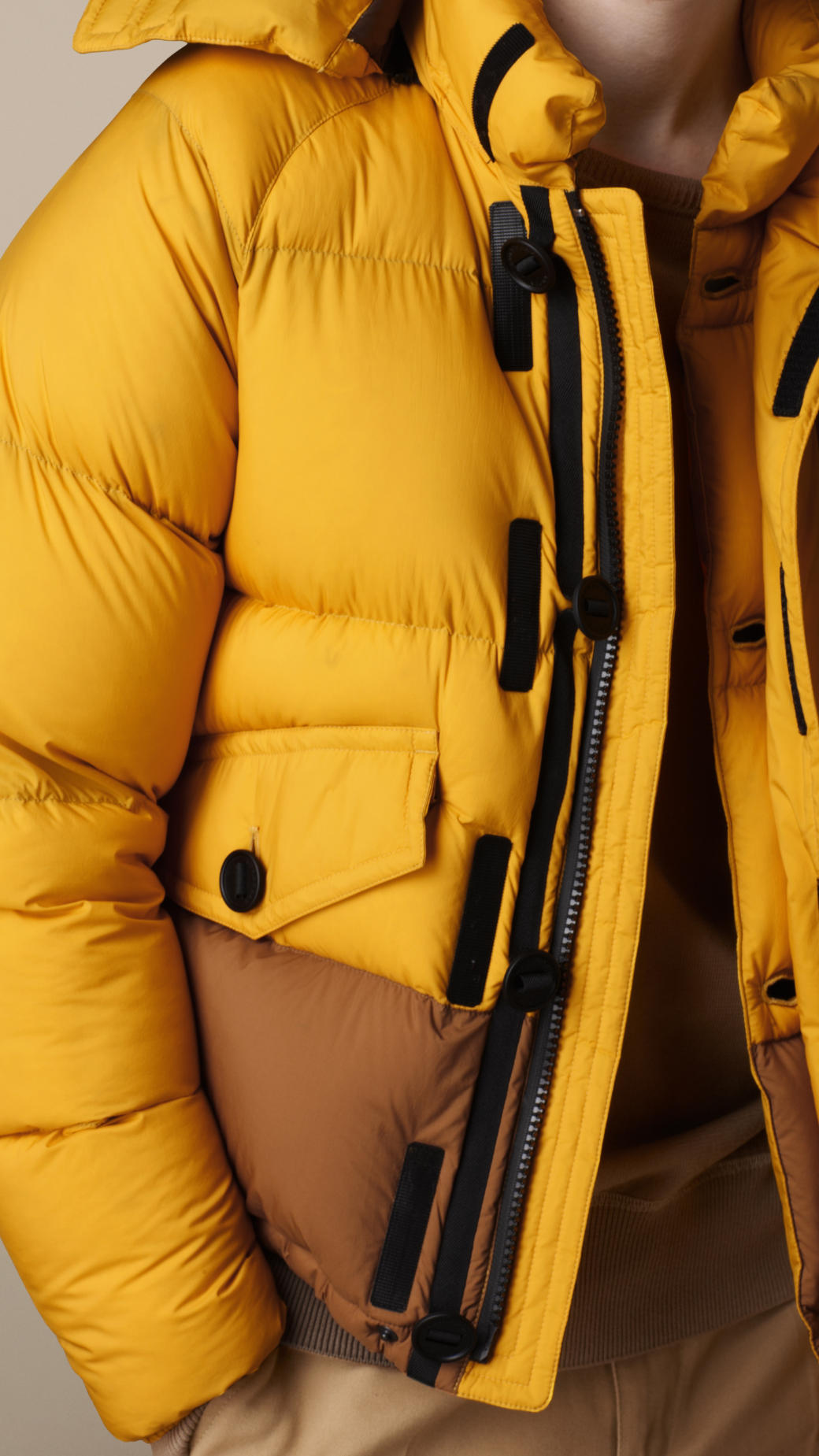 Burberry Sport Collection Colour Block Puffer Jacket in Yellow for Men |  Lyst