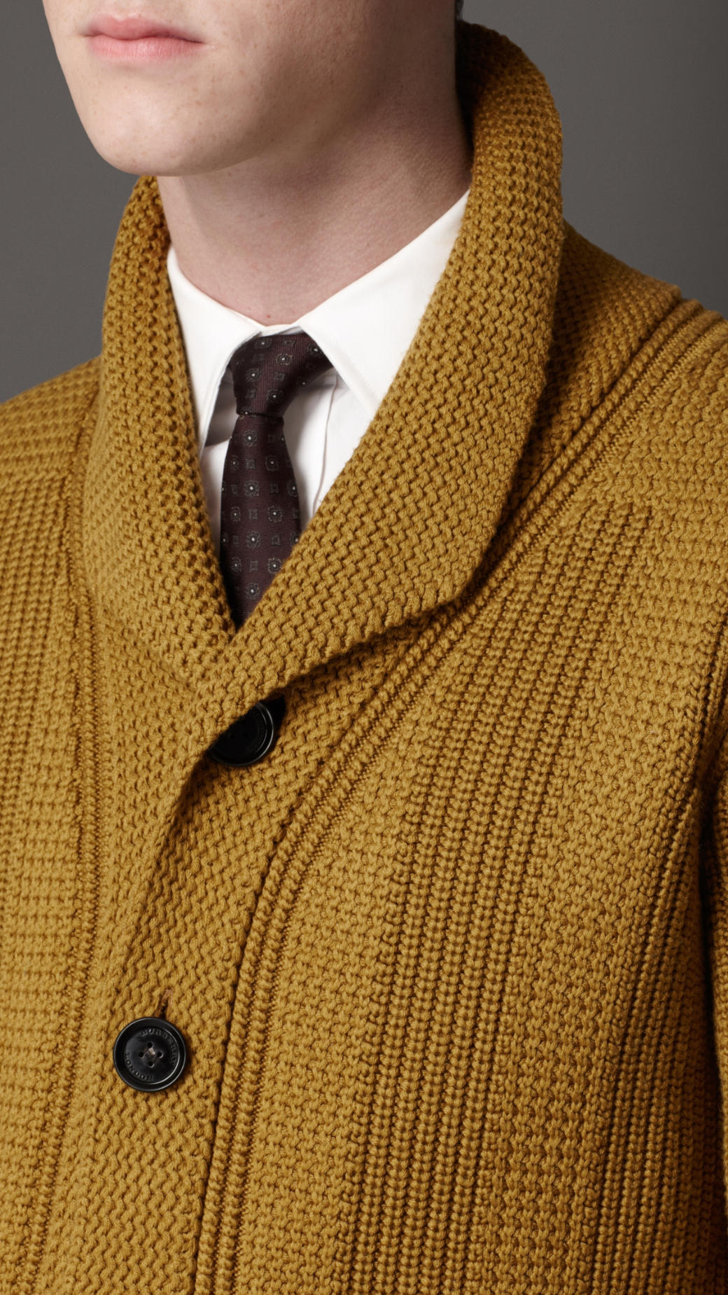 Lyst - Burberry Shawl Collar Knitted Jacket in Orange for Men