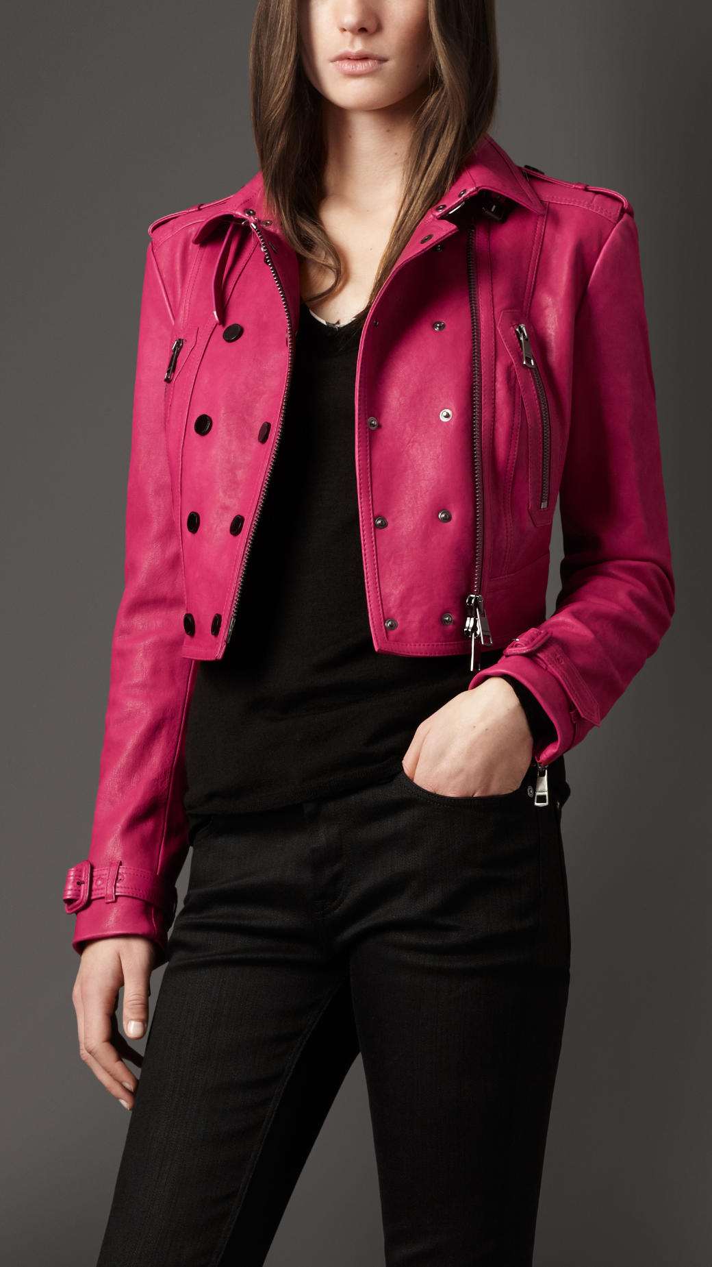 fuchsia cropped jacket