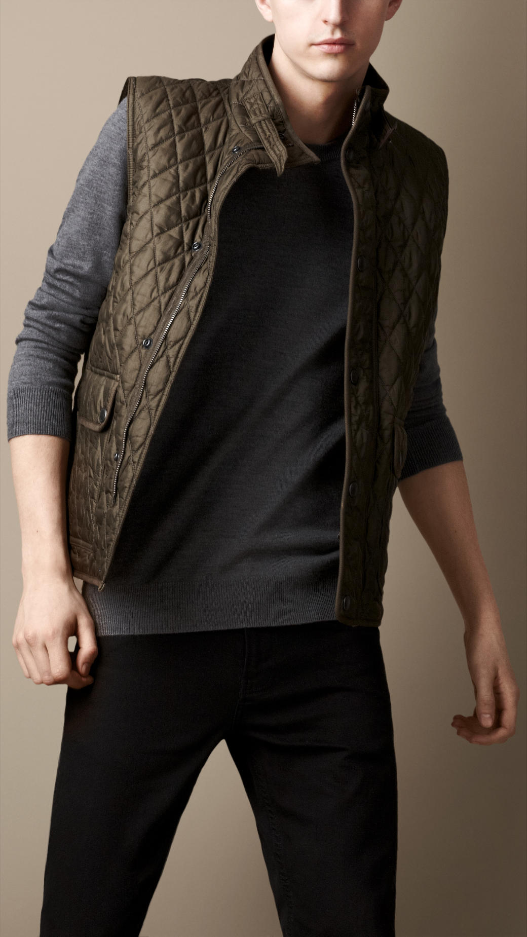 Burberry Diamond Quilted Gilet in Natural for Men - Lyst