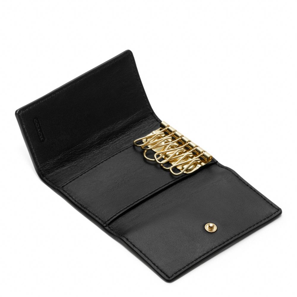 COACH Six Ring Key Case in Saffiano Leather in Brass/Black (Black) Lyst