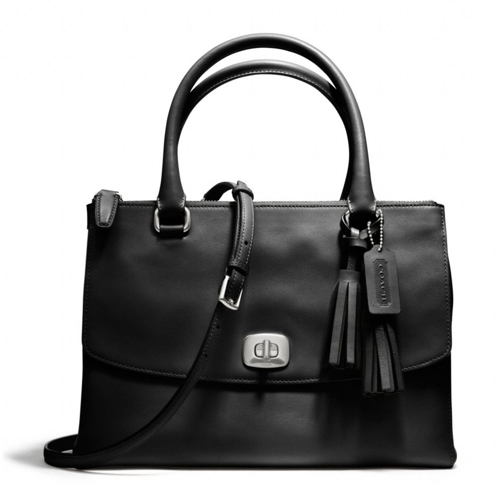 coach black leather satchel