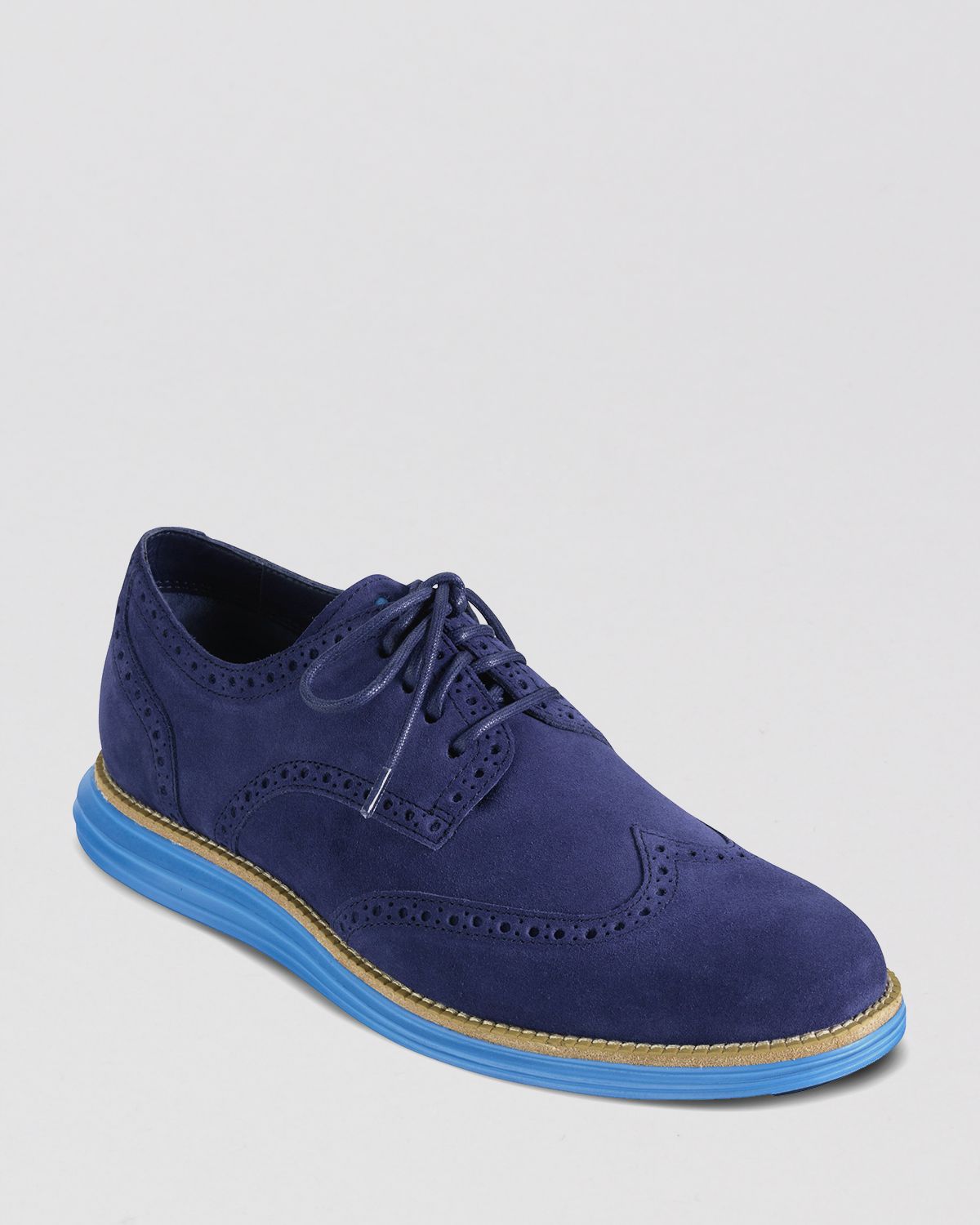 thumbnail image 2 of Shop Cole Haan Men's Riginal Grand Stitchlite Wingtip Oxford Shoe (10 D(M) US) Navy/Ivory 2 of 10