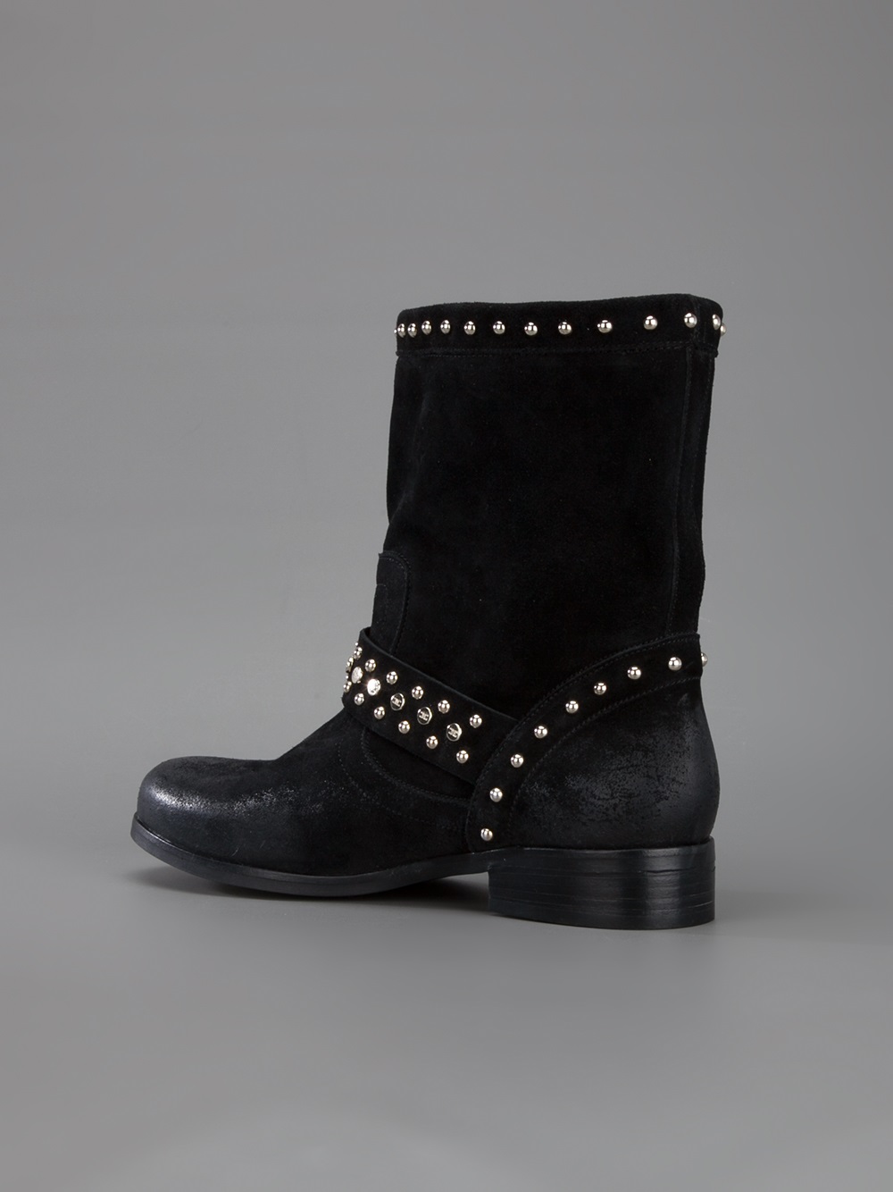 Elisabetta Franchi Studded Calf Boot in Black - Lyst