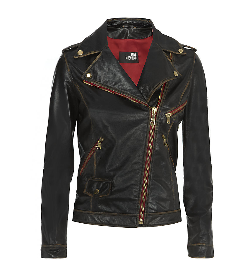 Love Moschino Worn Leather Jacket In Black Lyst Gallery