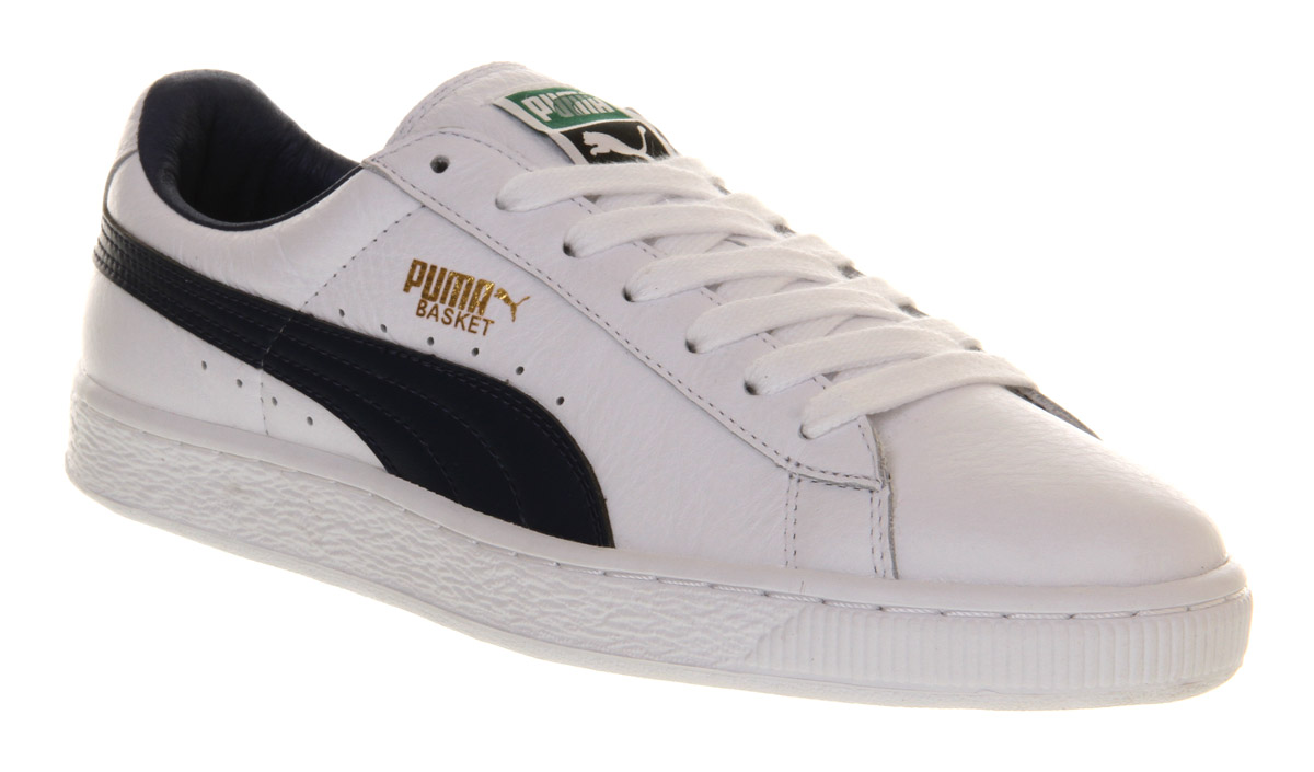 PUMA Basket Classic White Blue Leather for Men - Lyst