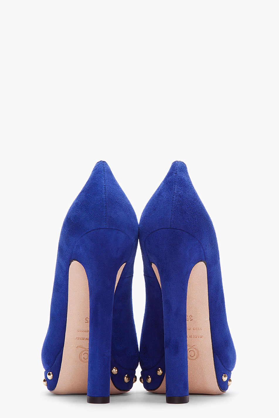 Alexander McQueen Royal Blue Suede Lace Skull Studded Pumps Lyst