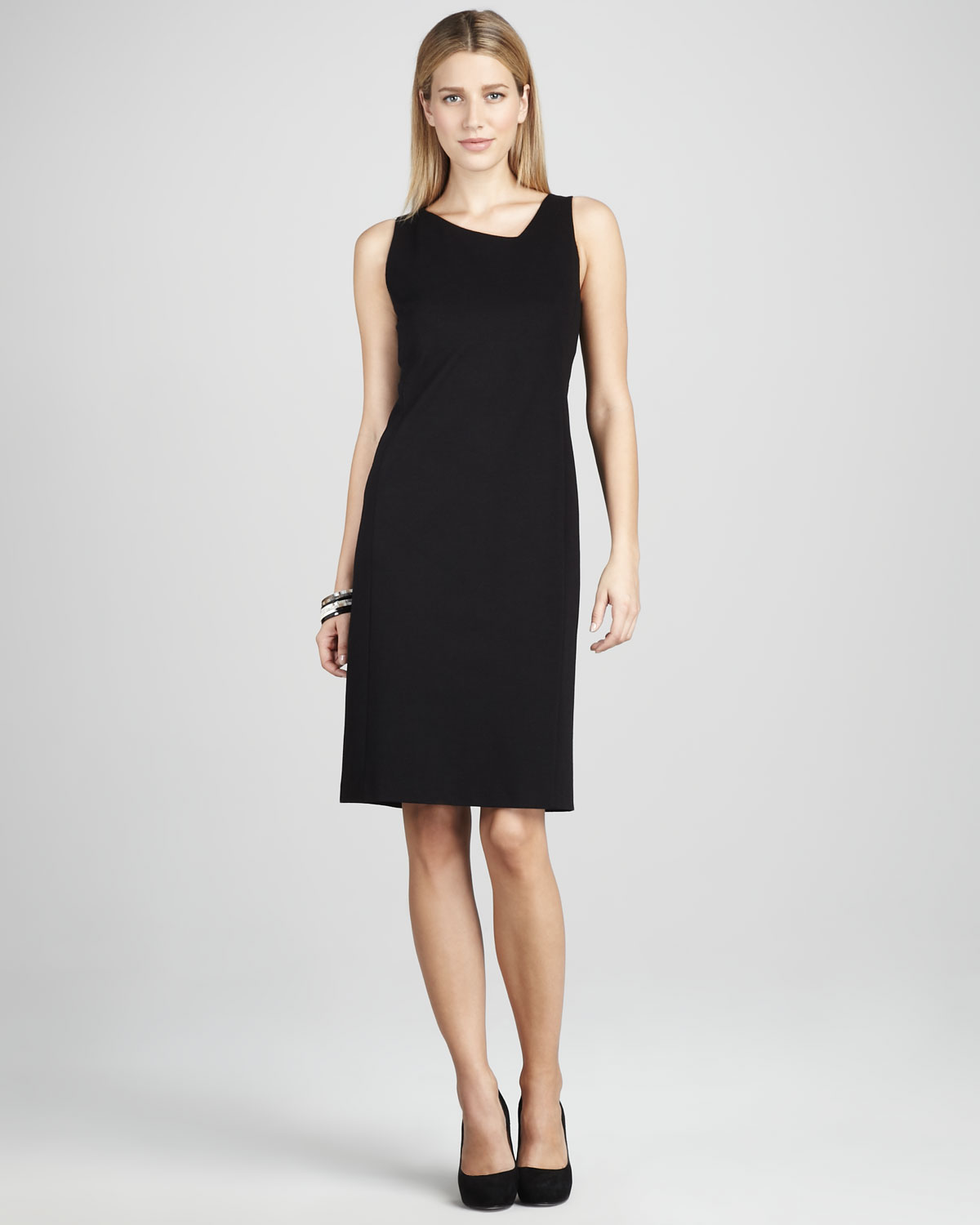 Eileen Fisher Asymmetric Sheath Dress in Black | Lyst
