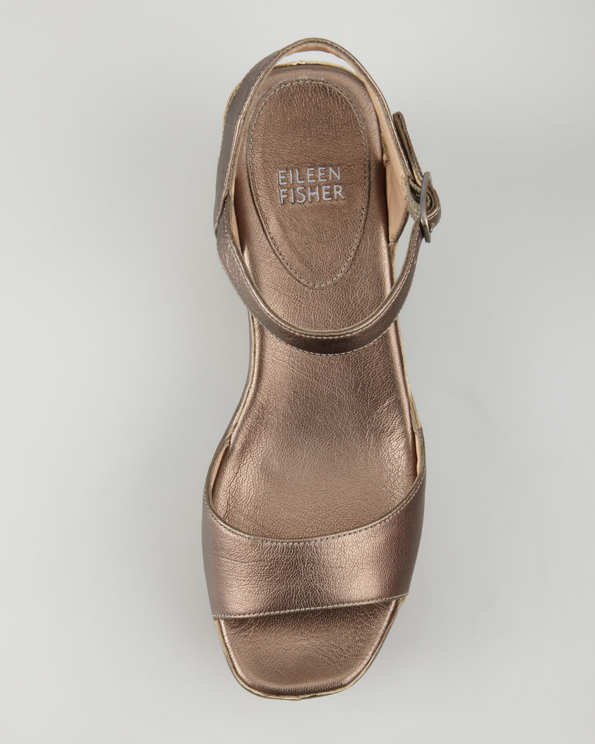 Eileen Fisher Metallic Leather Wedge Sandal in Bronze (Brown) Lyst