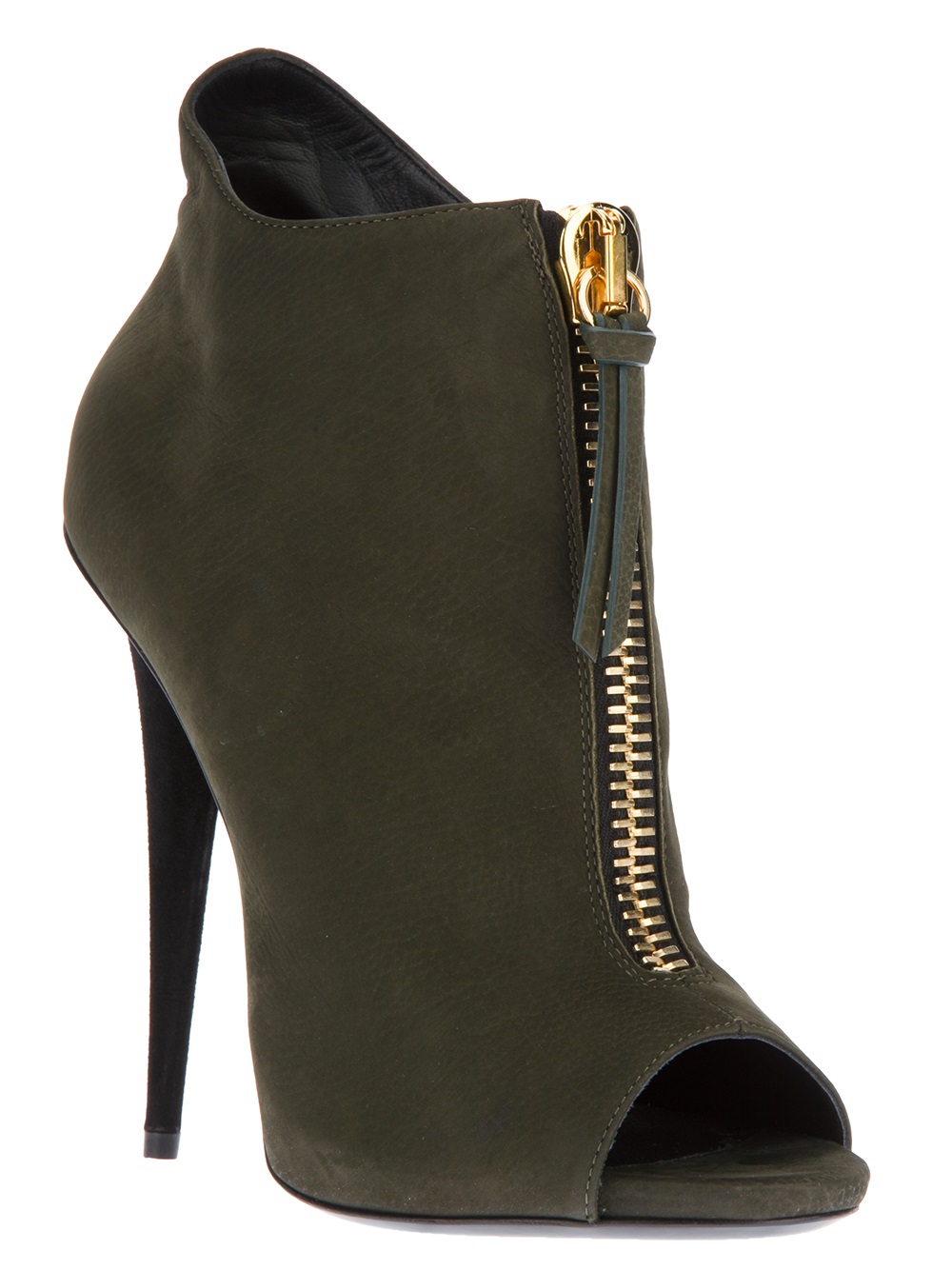 army green ankle boots peep toe
