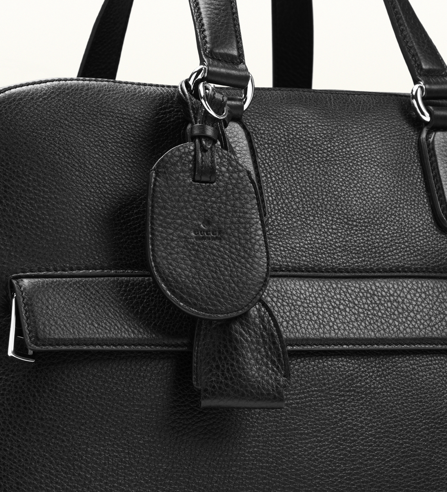 gucci black leather duffle bag