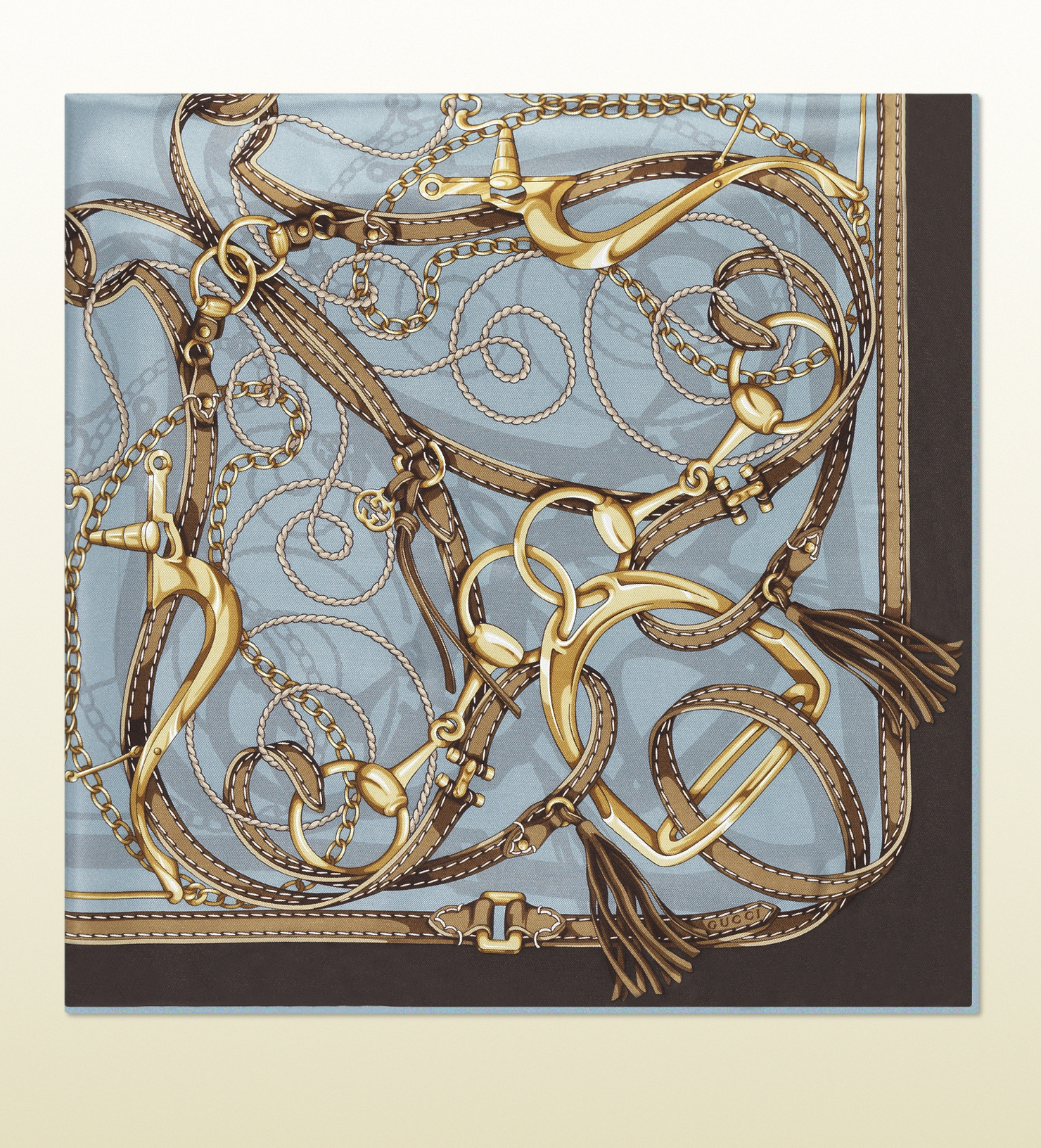 Gucci Equestrian Print Silk Twill Scarf in Blue for Men Lyst