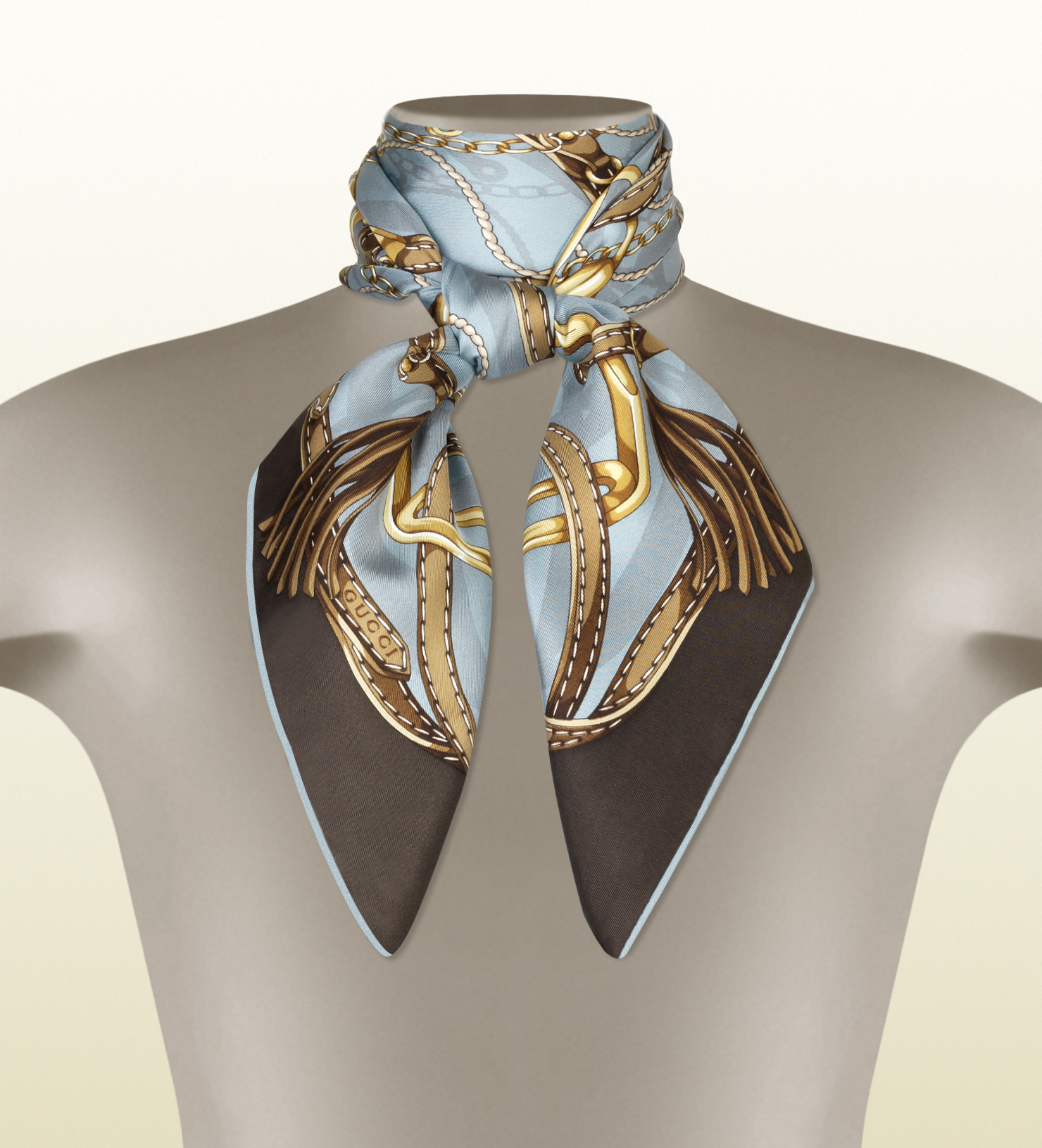 Gucci Equestrian Print Silk Twill Scarf in Blue for Men Lyst