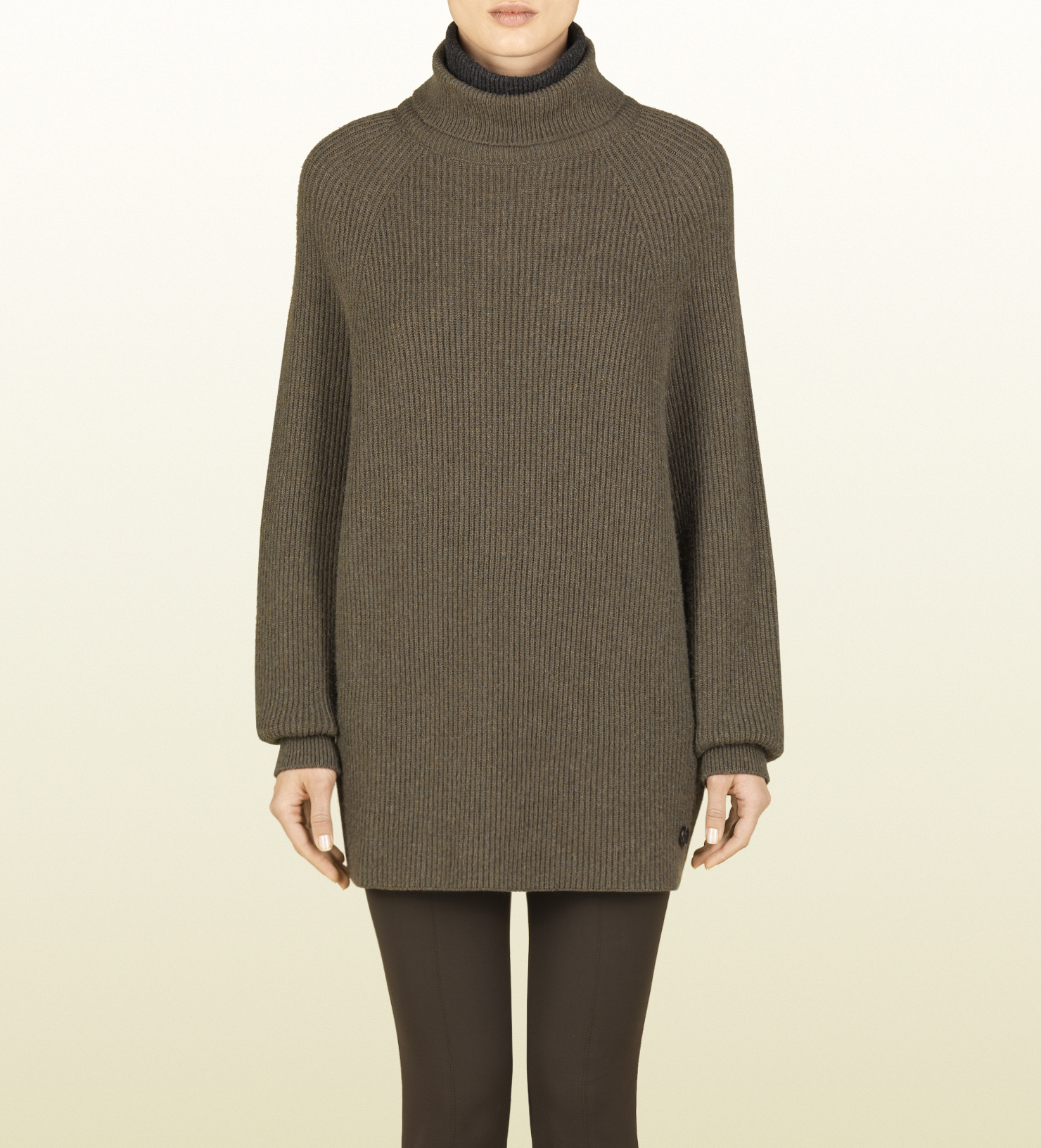 Gucci Light Brown Turtleneck Oversize Sweater in Brown | Lyst