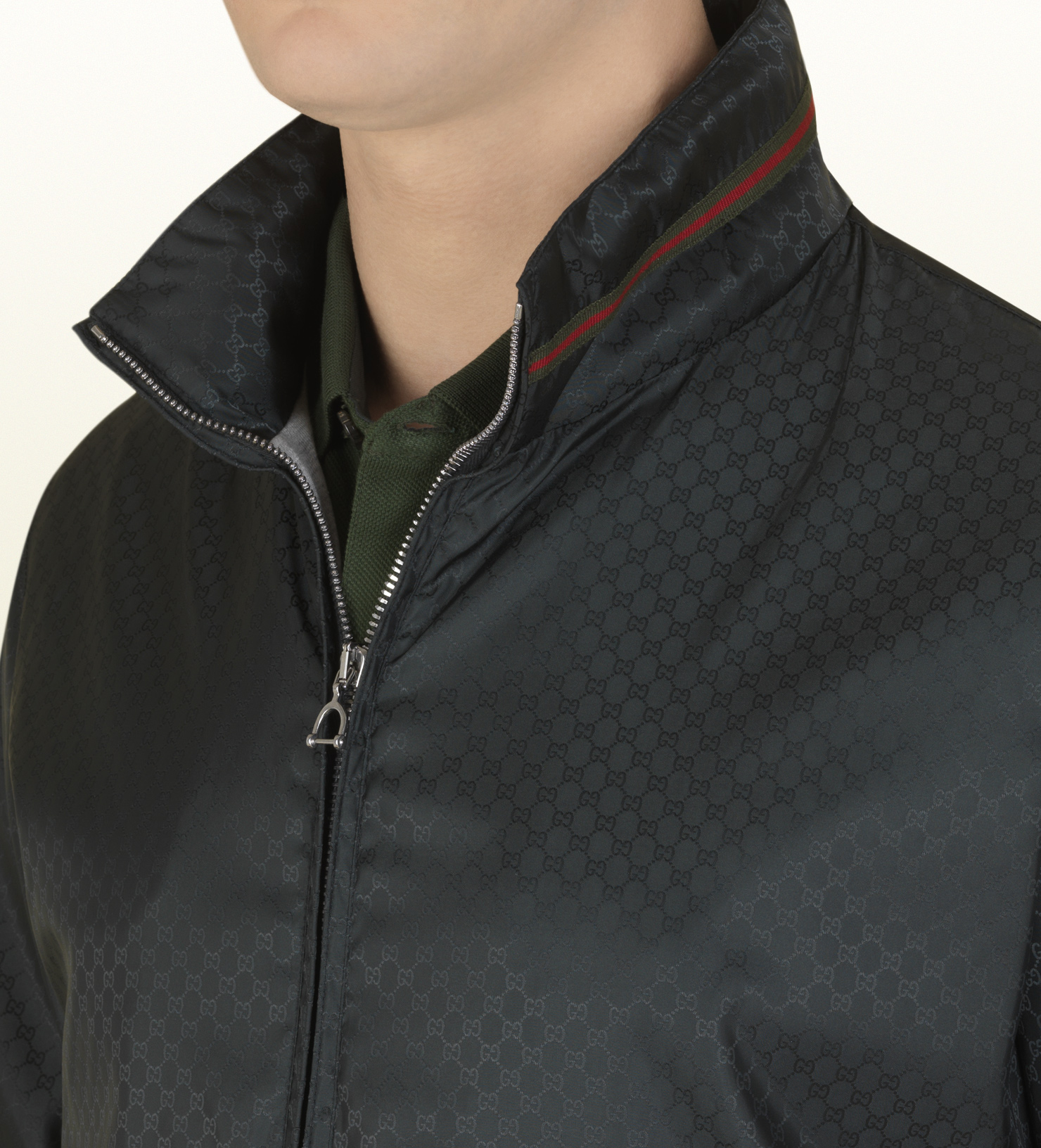 gucci reversible gg jacquard nylon bomber jacket