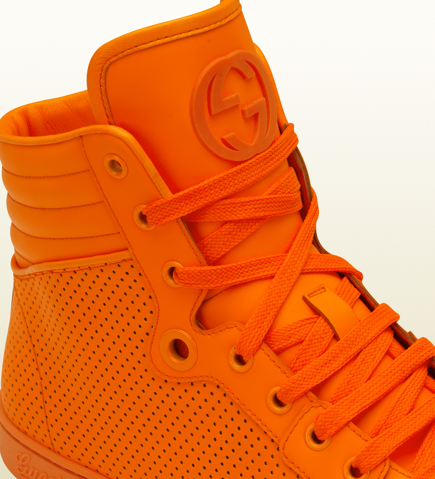 Gucci Neon Orange Leather Hightop Sneaker for Men | Lyst