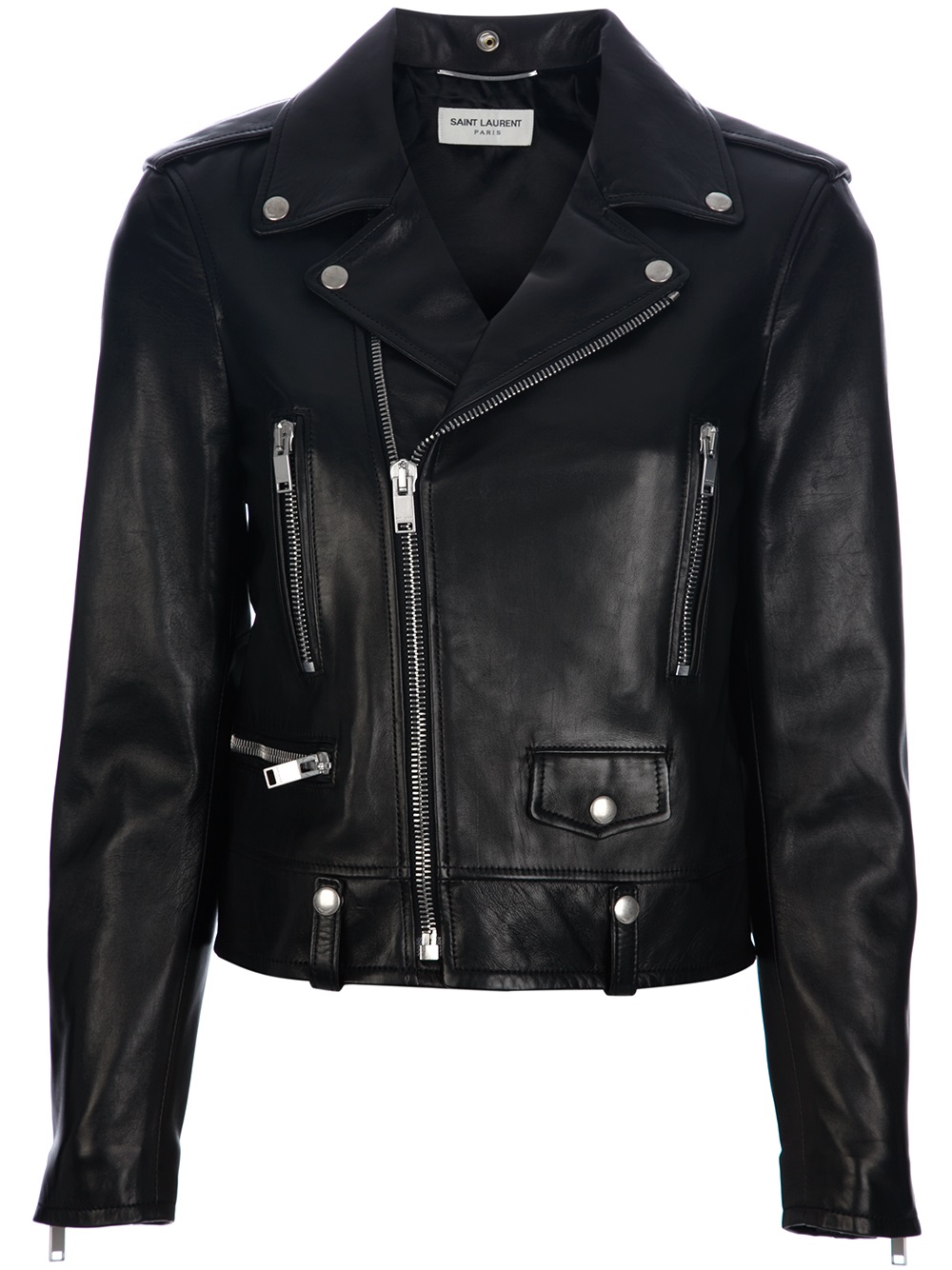 Lyst - Saint Laurent Biker Leather Jacket in Black